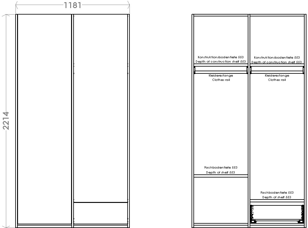 unten rechts Schublade bestellen Kleiderschrank Rechnung 1 SMALL Müller kleiner Inklusive 2«, Plus Variante »Modular auf LIVING