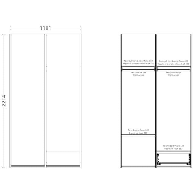 Müller SMALL LIVING Kleiderschrank »Modular Plus Variante 2«, Inklusive 1  kleiner Schublade unten rechts auf Rechnung bestellen