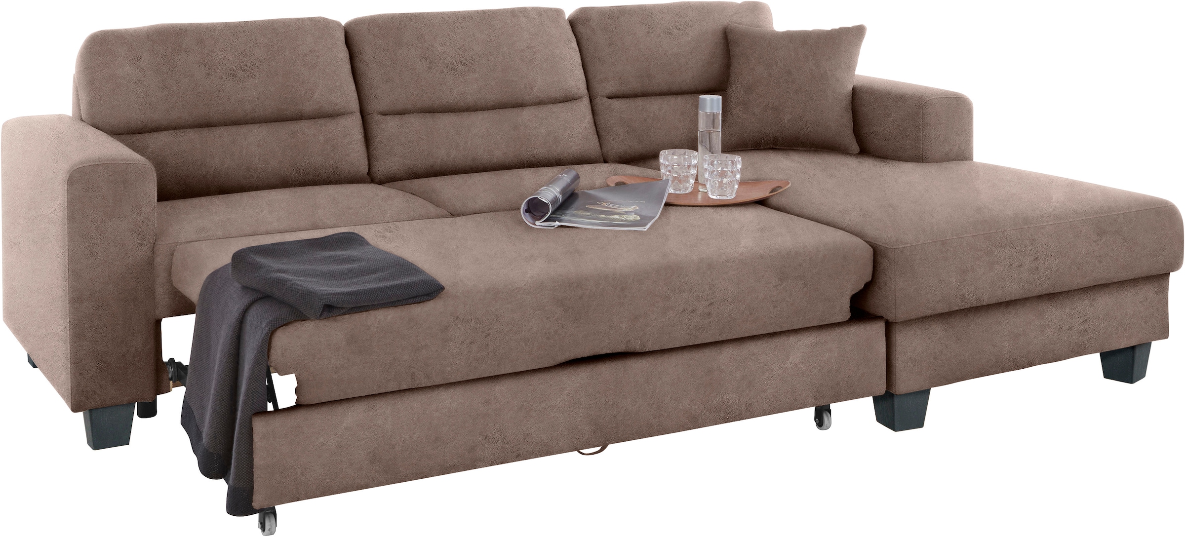 TRENDMANUFAKTUR Ecksofa »Chamber, zeitlos und modern, hoher Sitzkomfort, L-Form«, wahlweise mit Schlaffunktion
