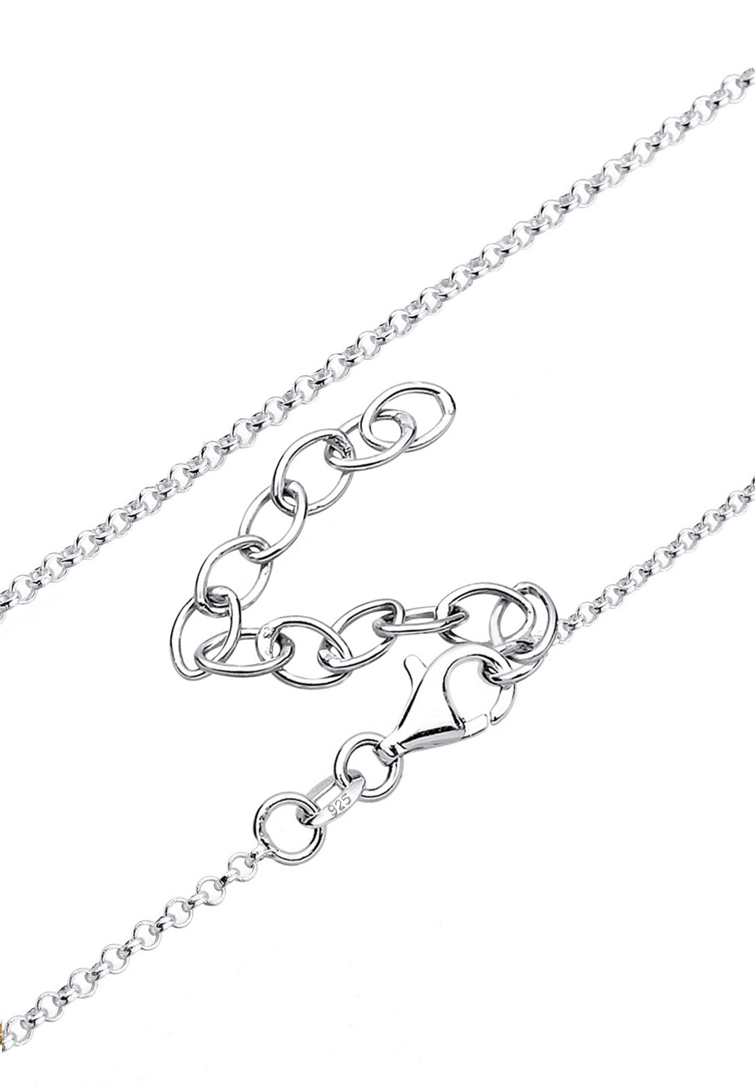 Elli Premium Lange Kette »Halskette Anhänger Ornament Glas Kristalle Weiß 925 Sterling Silber«
