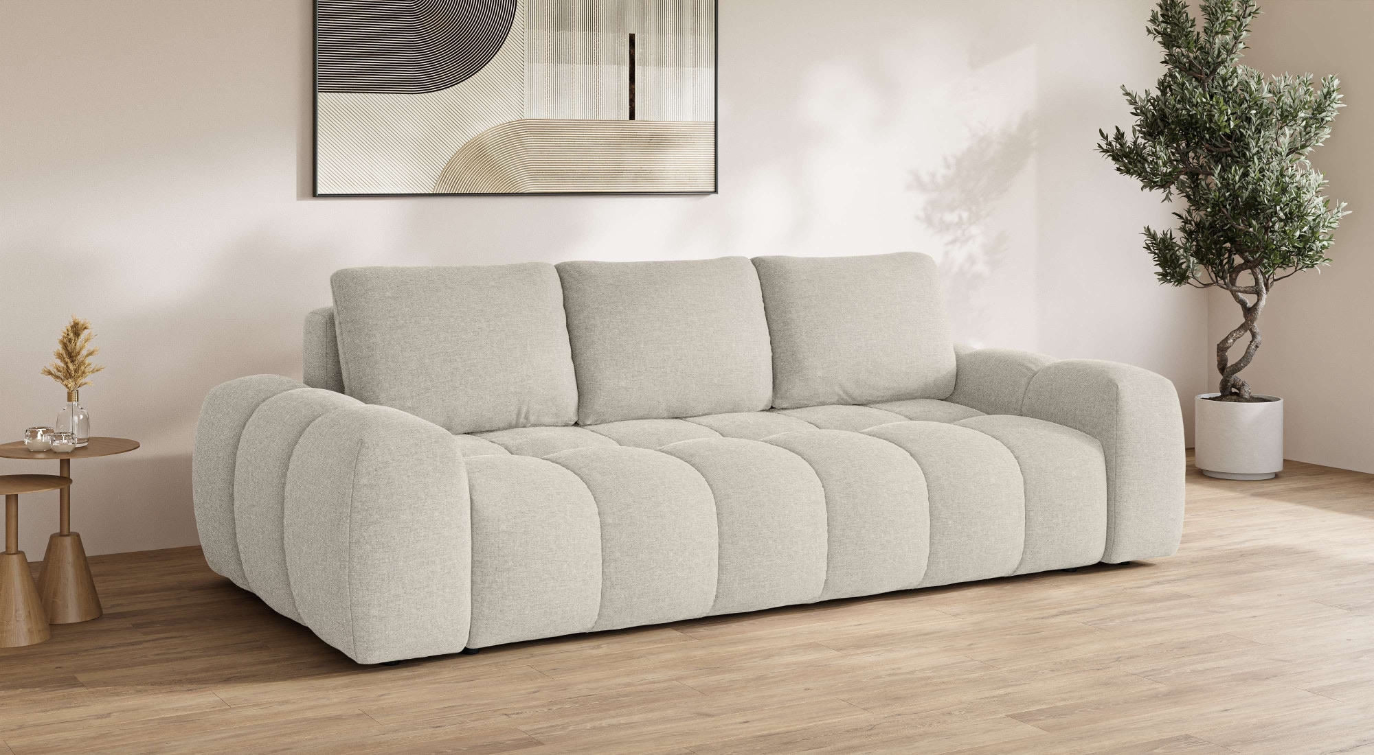 OTTO home 3-Sitzer »AZITA optionale Schlafsofa mit Bettkasten, Breite 253cm« Sofa mit Wellenunterfederung, Bubble-Optik, Verlässliche Qualität