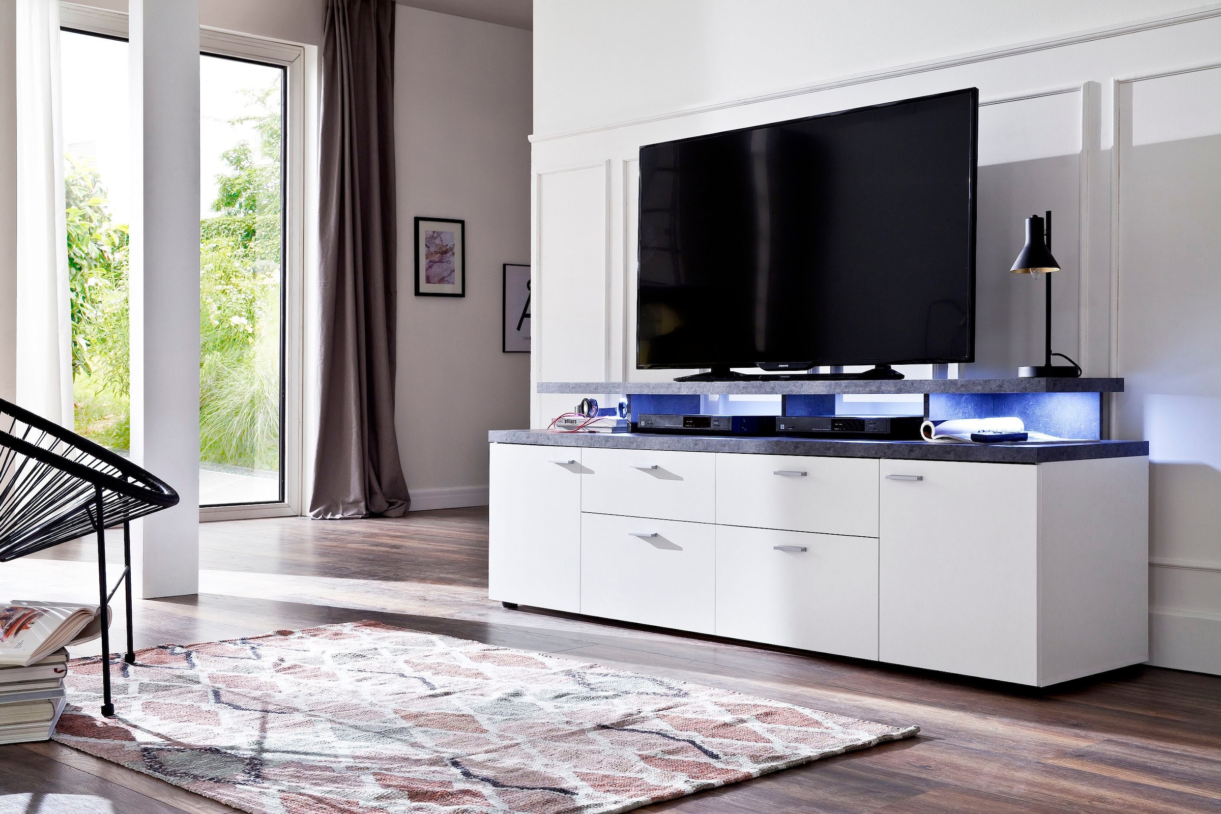 Home affaire TV-Board »Messina« 1 Stk. tlg. TV-Lowboard mit Türen, Schubladen & Fächern - (B/T/H) 180/47/66 cm