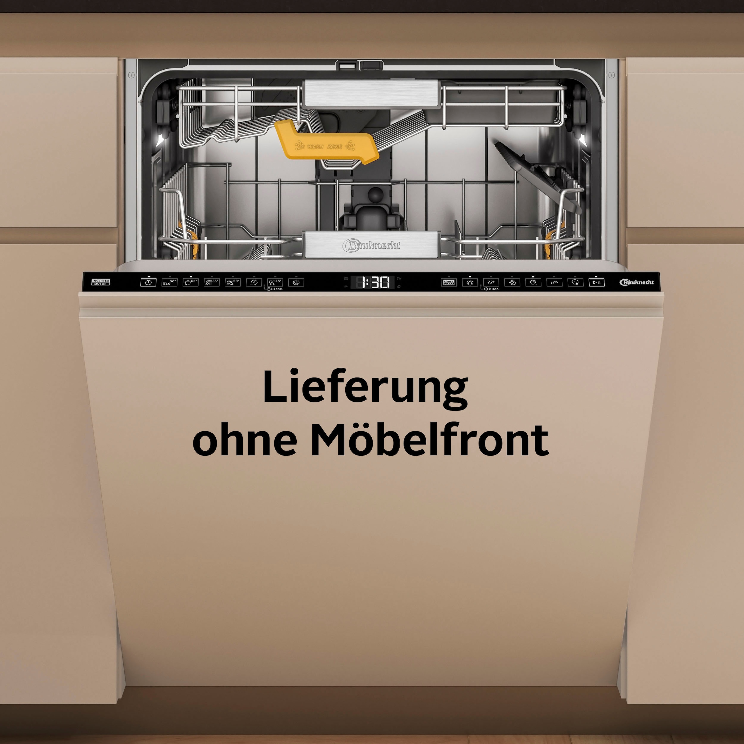 BAUKNECHT vollintegrierbarer Geschirrspüler "BK81A15AM3TUCO0" 9,9 l 15 Maßgedecke Flüsterleise – mit Geräuschwerten von bis zu 38 dB besonders leise