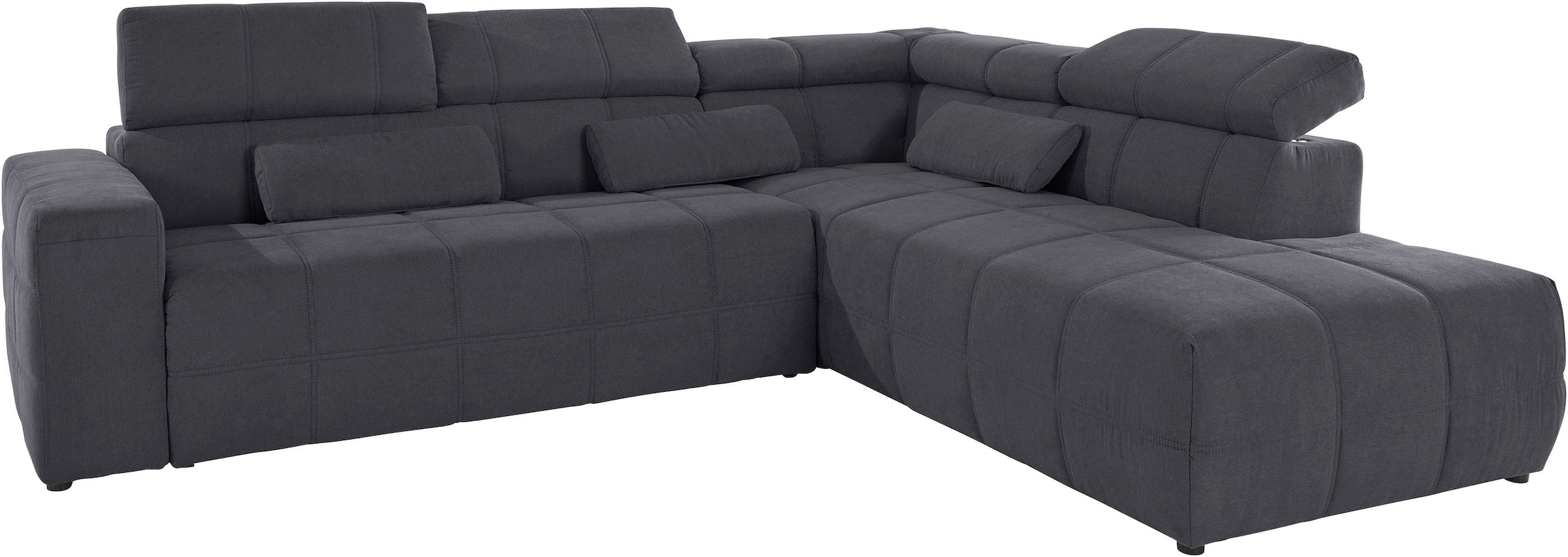 DOMO collection Ecksofa »Brandon L-Form, auch in Leder« inklusive Kopfteilverstellung, wahlweise mit Sitztiefenverstellung,
