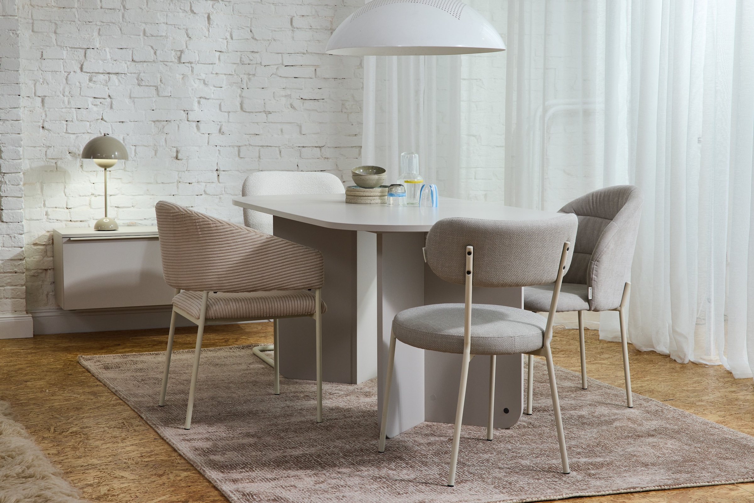 TOM TAILOR HOME 4-Fußstuhl »SOFT PAD CHAIR«, (Set), 2 St., Webstoff, Esszimmerstuhl, 4-Fußgestell, mit Rückenausschnitt