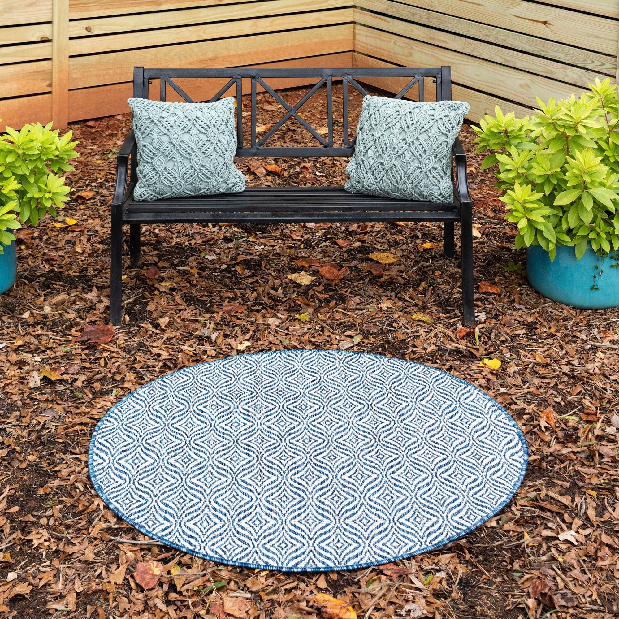 Myflair Möbel & Accessoires Teppich »Outdoor Crosses«, rund, 4 mm Höhe, Flachgewebe, In- und Outdoor geeignet
