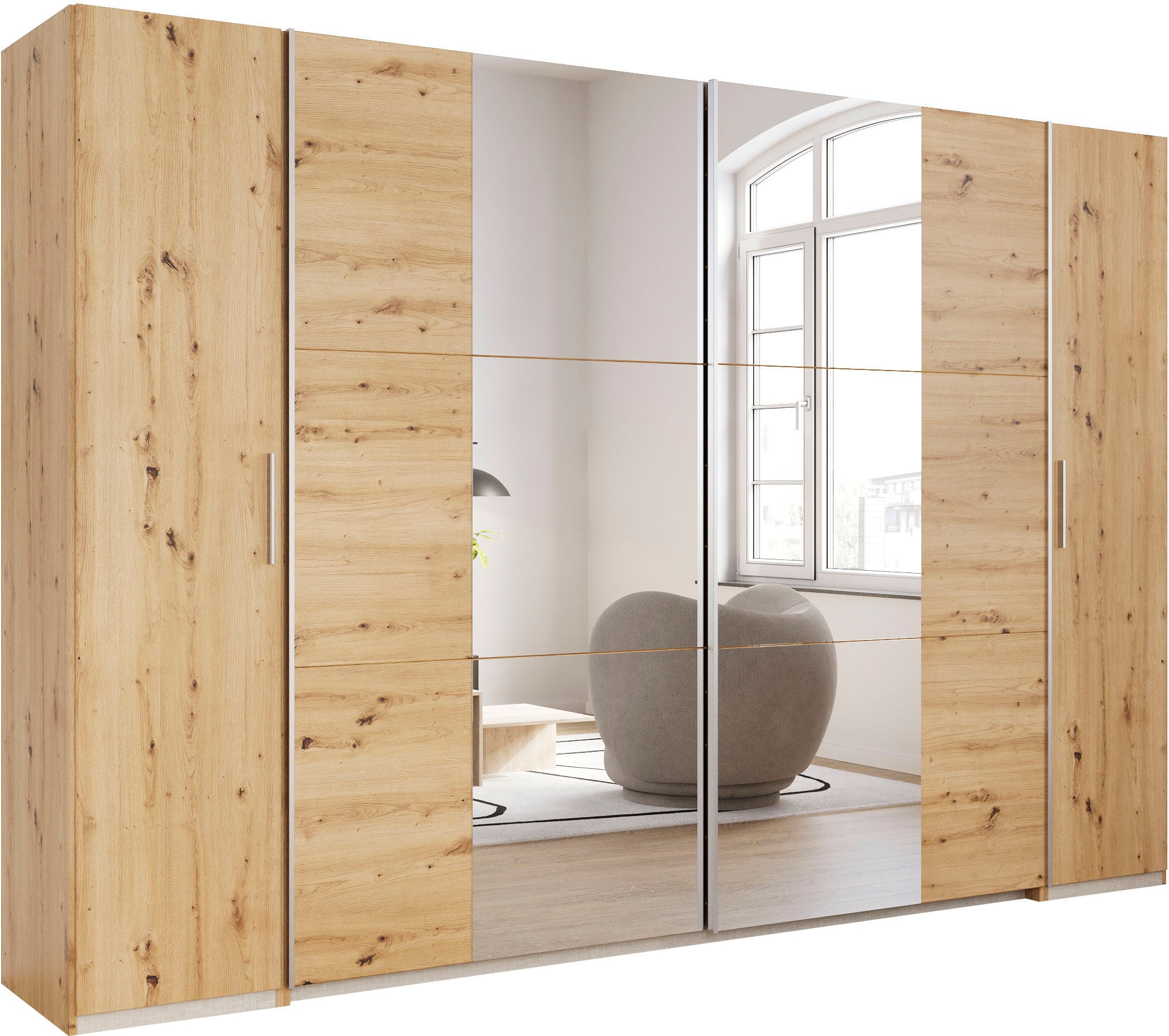 rauch Schwebetürenschrank »Kleiderschrank Drehtürenschrank Schrank Garderobe KRONACH TOPSELLER«, mit Dreh- und Schwebetüren und Spiegel, viele Böden MADE IN GERMANY