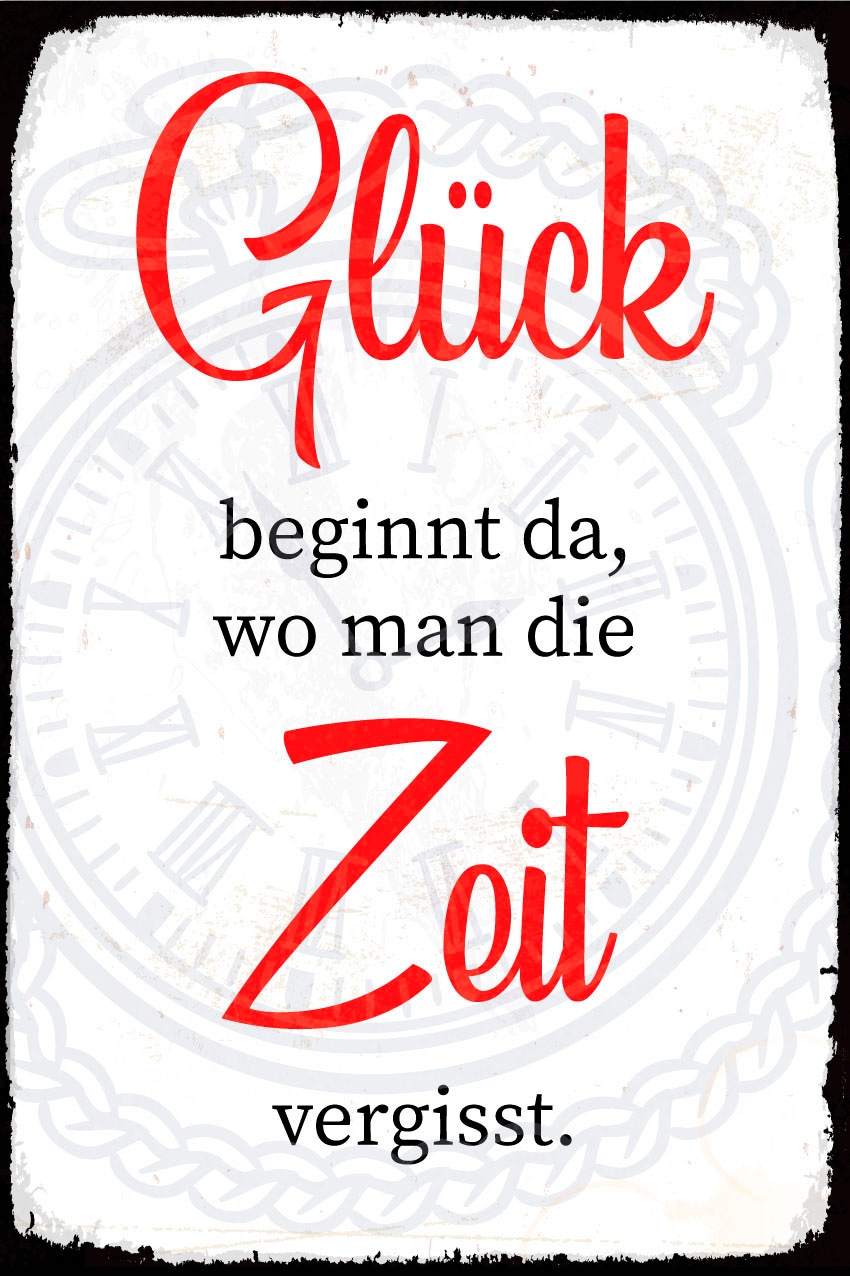 queence Metallbild »Zeit«, Schriftzüge-Schriftzug-Sprüche-Sprüche & Texte, (1 St.), Stahlschilder