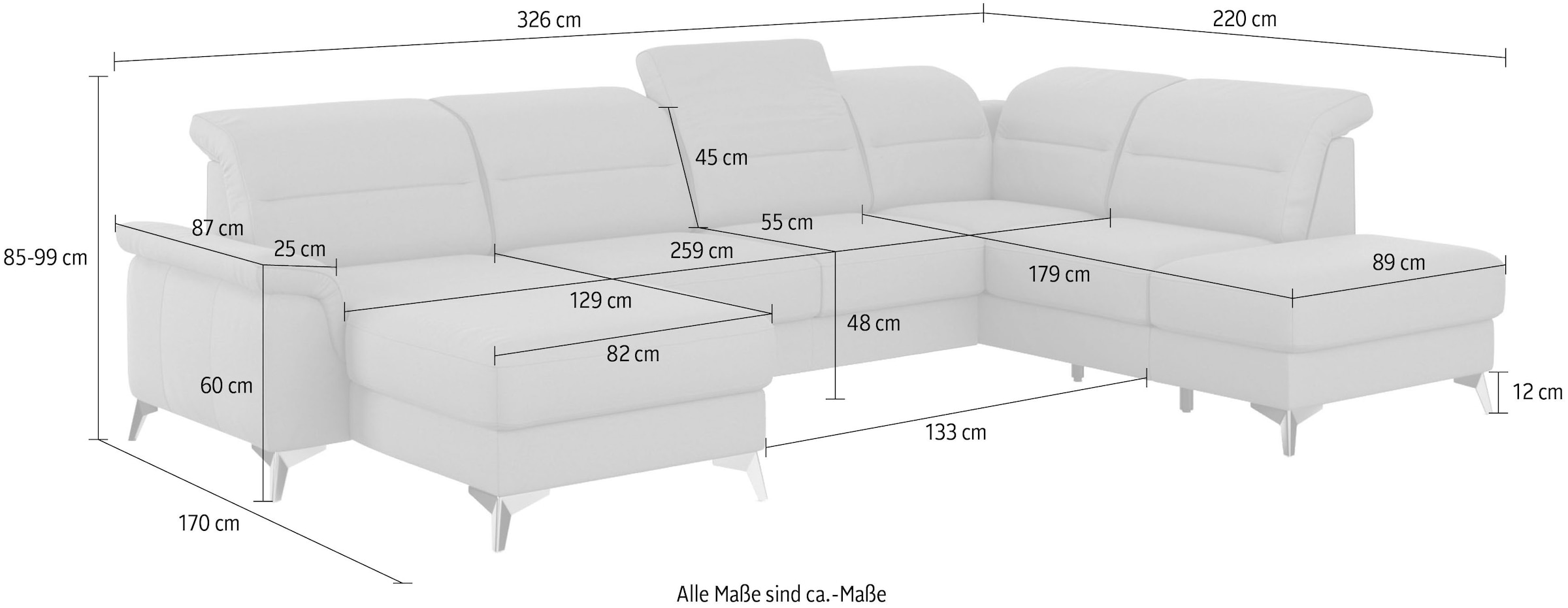 sit&more Wohnlandschaft »Sinatra U-Form«, optional mit Kopfteilverstellung und Armteilfunktion etc.