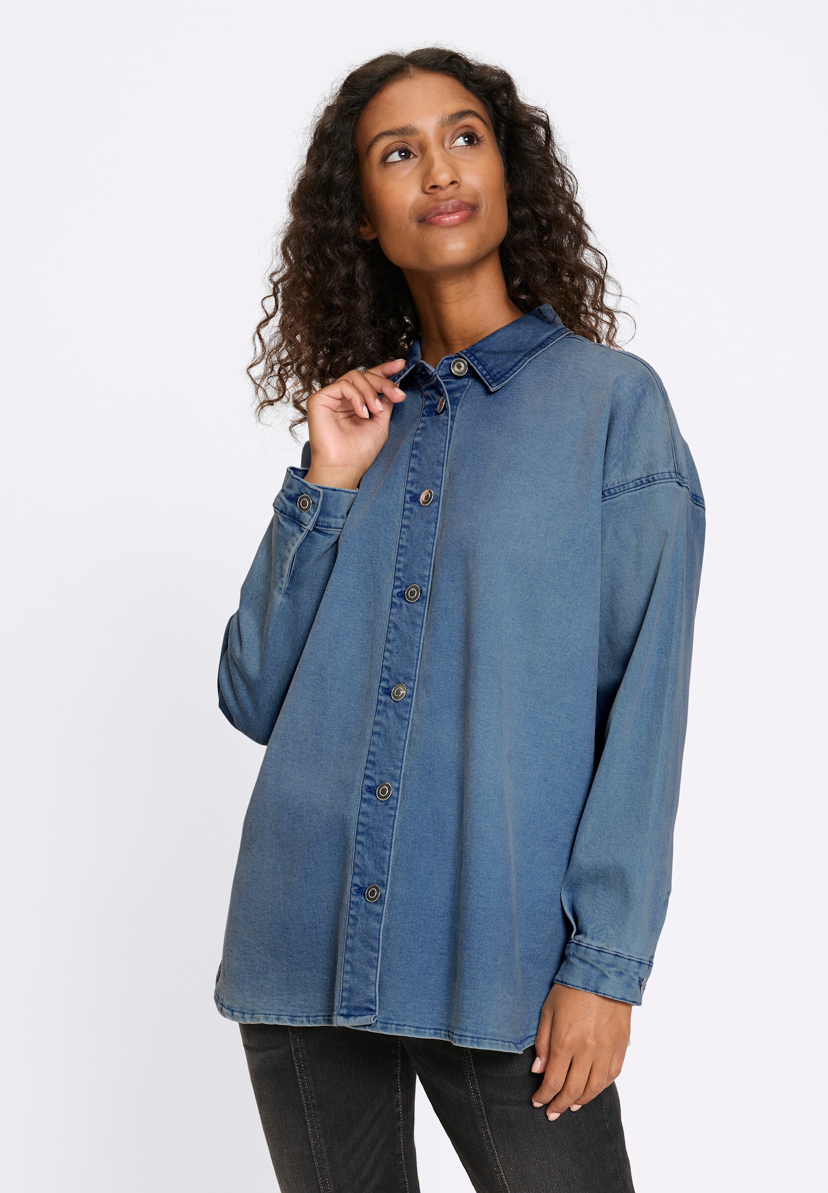 heine Jeansbluse »Jeansbluse Jeansbluse mit Seitenschlitzen«