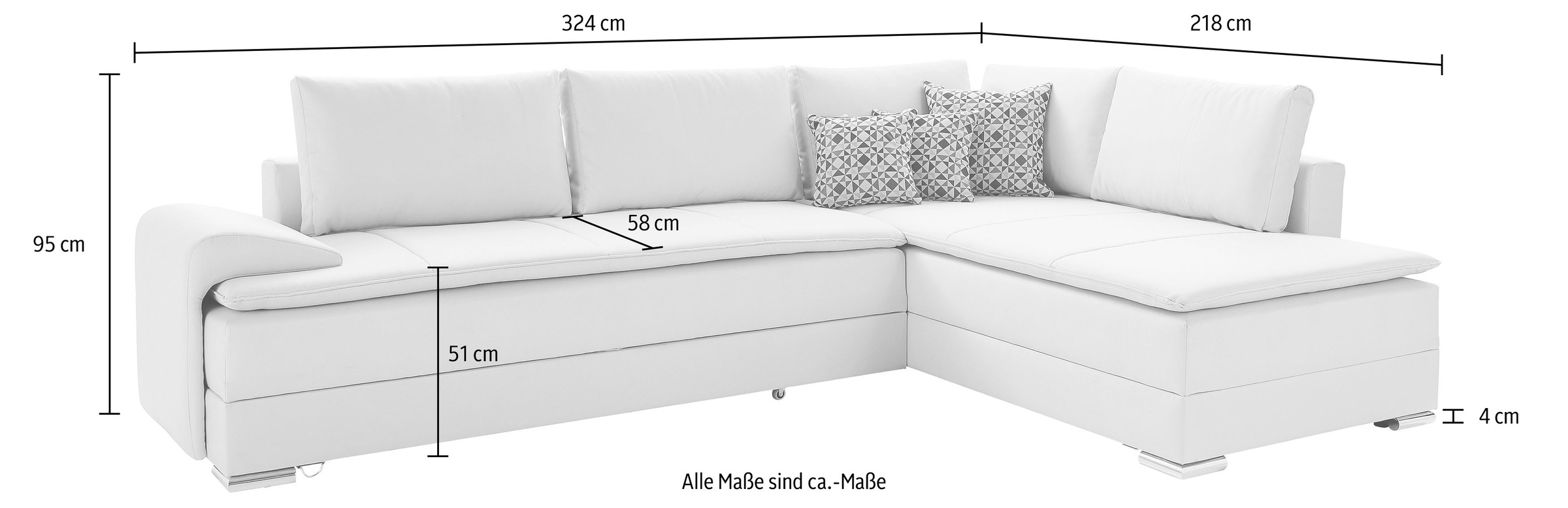 INOSIGN Ecksofa »Boxspringbett Night & Day L-Form mit Dauer-Schlaffunktion mit Armlehne«, mit Boxspring-Bettfunktion 180x200 cm und Bettkasten, Dauerschläfer!