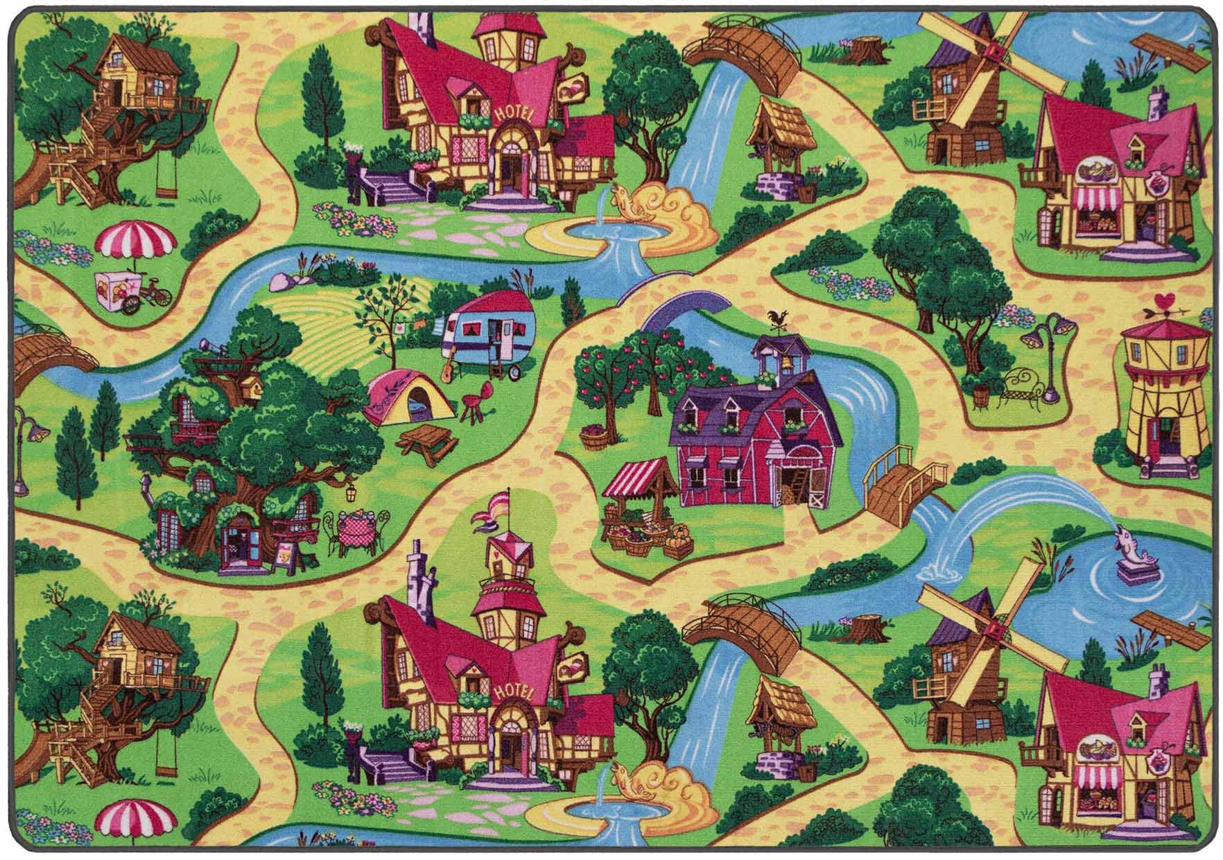 Primaflor-Ideen in Textil Kinderteppich »Spielteppich CANDY TOWN«, rechteckig, 6,5 mm Höhe, Kurzflor, Straßen-Spiel-Teppich, Kinderzimmer