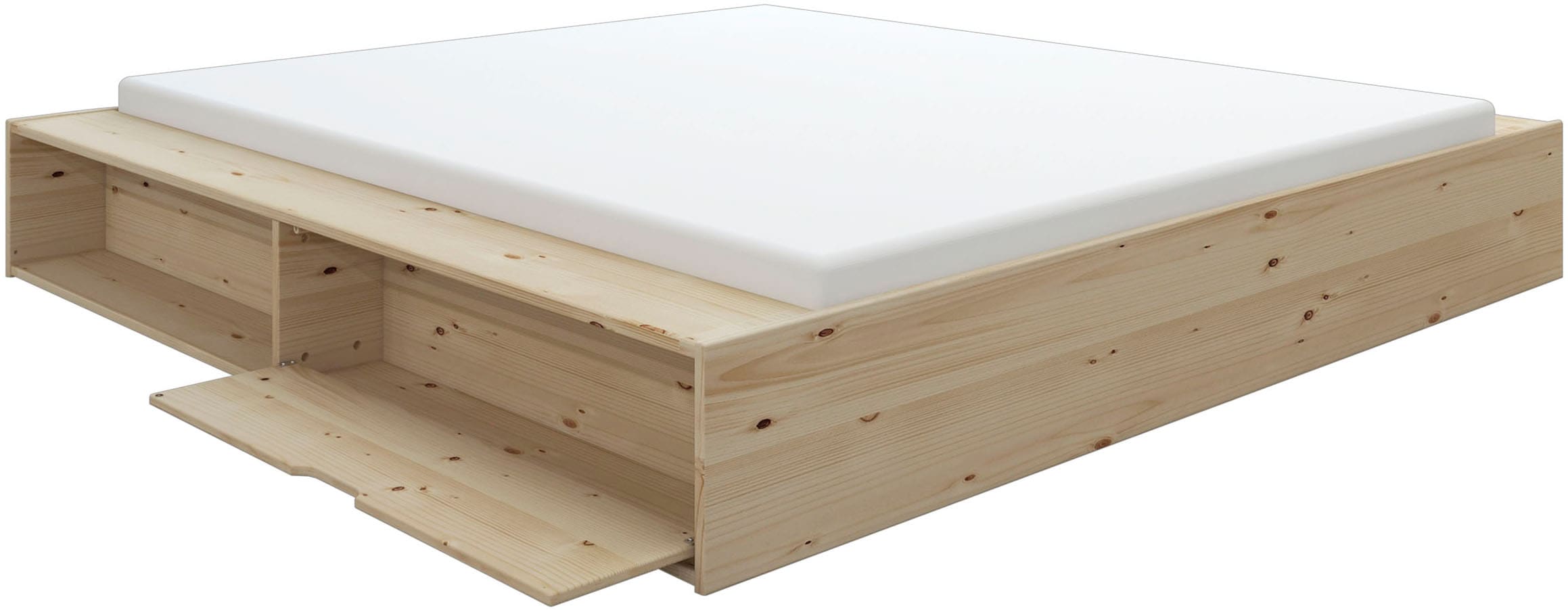 Home affaire Stauraumbett »Erno, Massivholzbett, Futonbett, 275KG belastbar«, (Breite/ Belastbarkeit: 120cm/275 KG, 180cm/275 KG), mit Lattenrost, Massivholz, FSC® zertifiziert, viel Stauraum + Ablagen