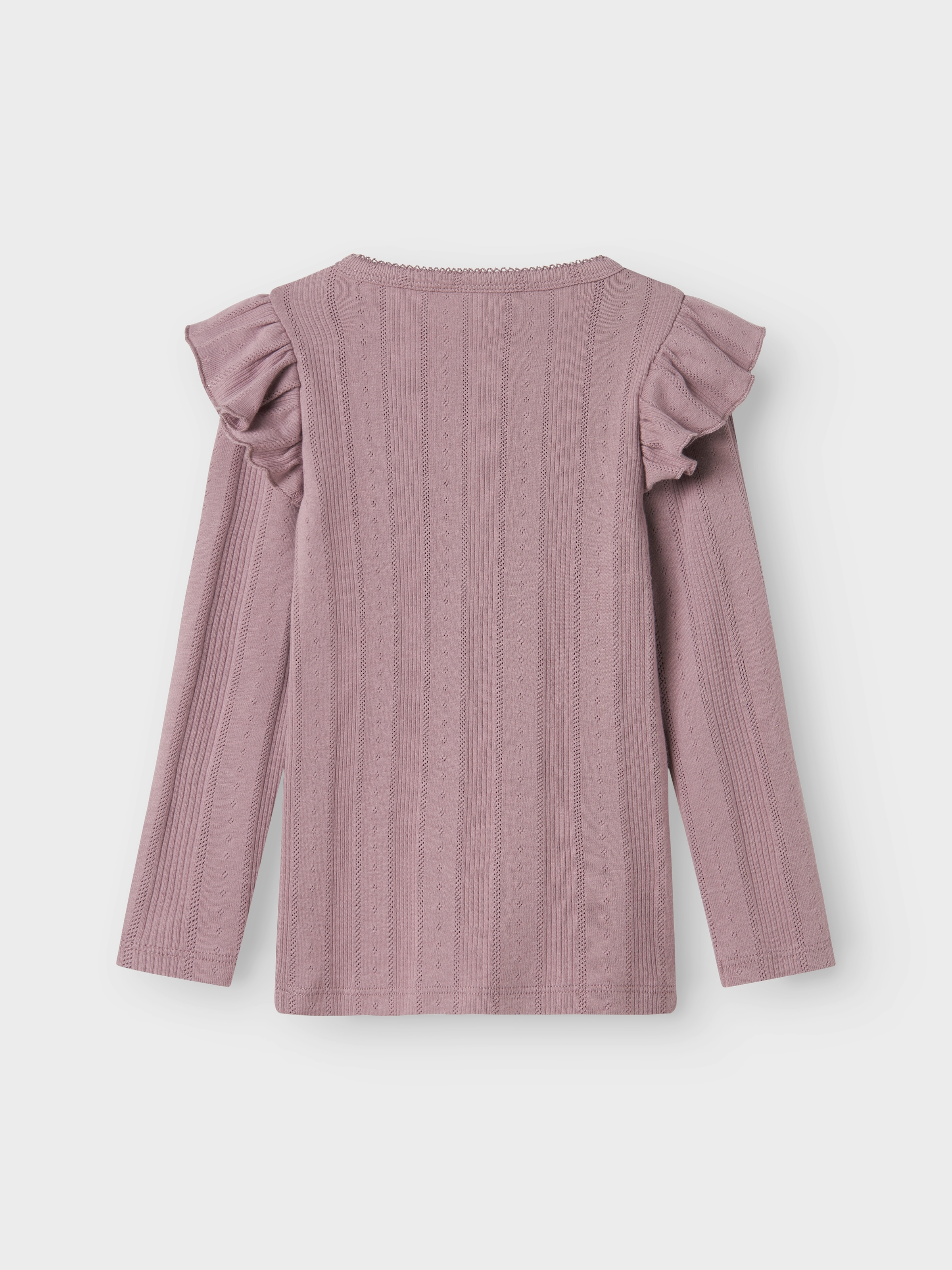 Name It Longtop »NMFJULIA LS SLIM TOP NOOS« mit tollem Volant an der Schulter und im süßen Ajourstrick-Design