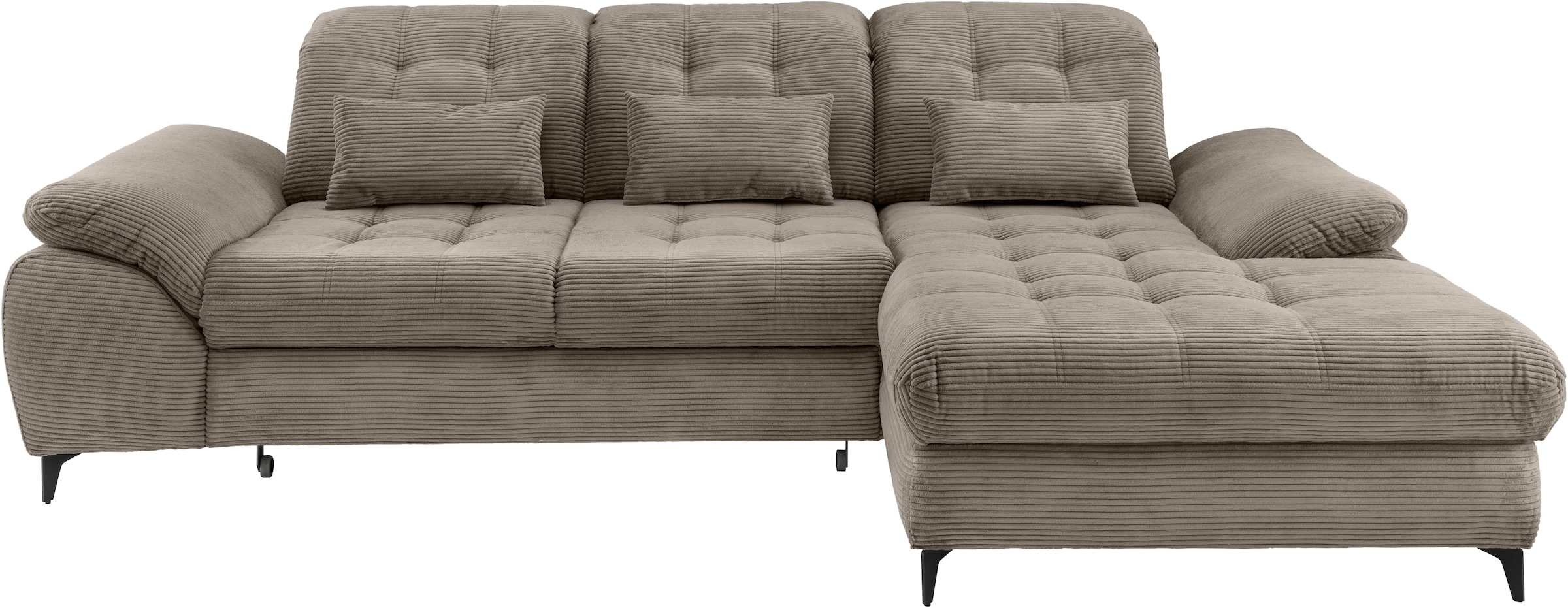Home affaire Ecksofa »Lazio modern und bequem, schmale Armlehnen, tolle Detailverarbeitung« zwei verschiedene Fußfarben wählbar