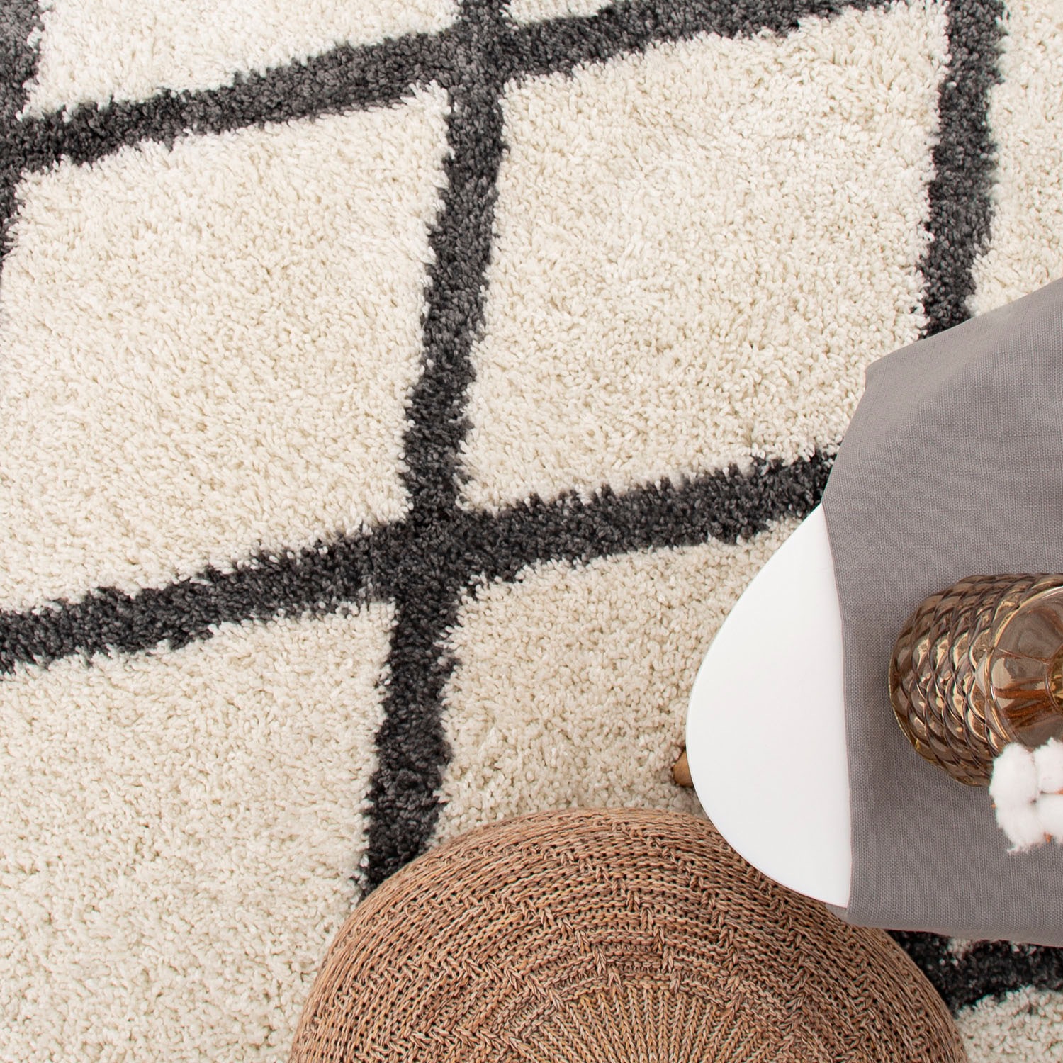 Paco Home Hochflor-Teppich »Arezzo 681«, rechteckig, 49 mm Höhe, modernes Rauten Design, sehr weicher Flor