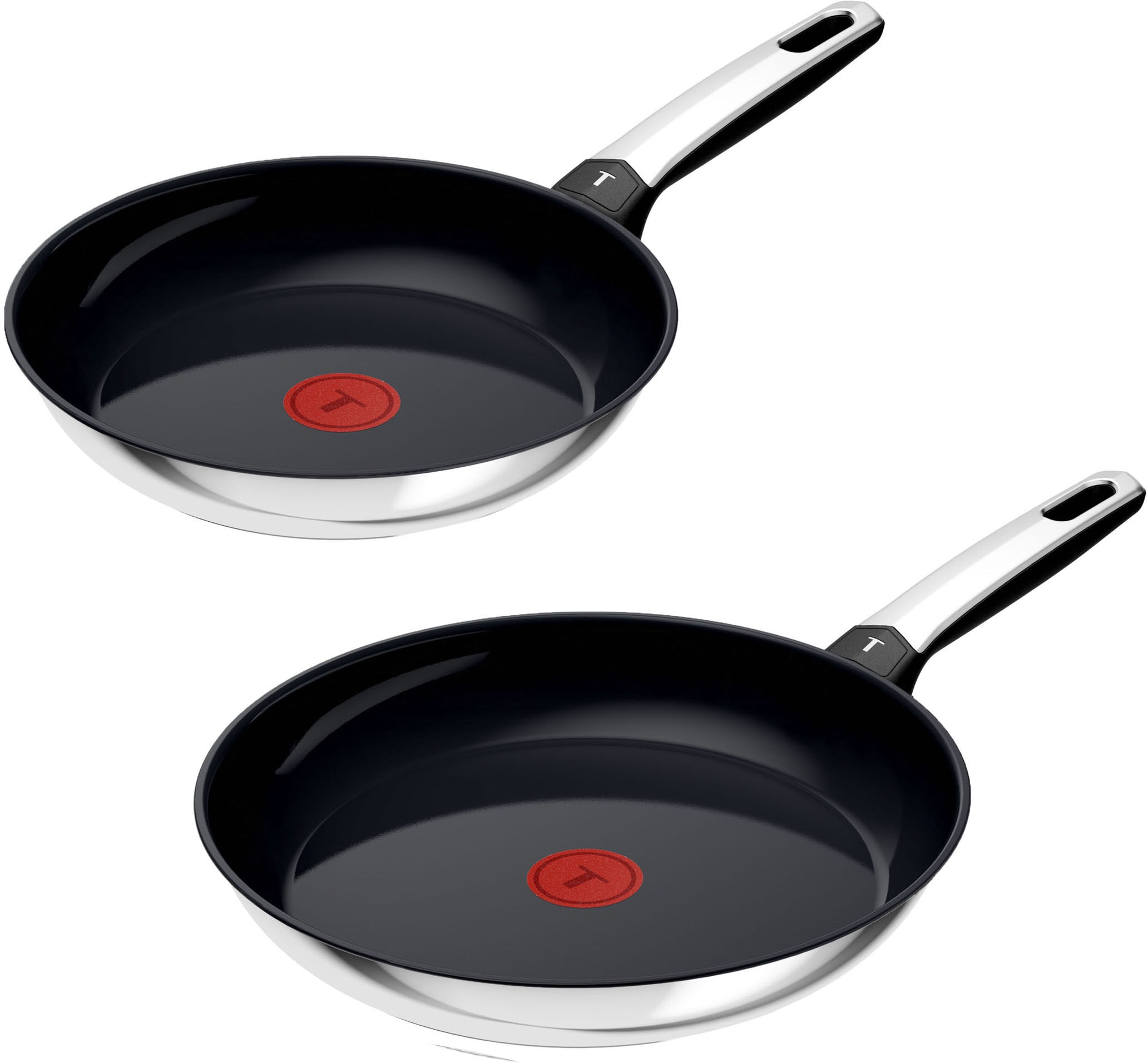 Tefal Pfannen-Set "Emotion+" Edelstahl Set, je 1 Pfanne 24/28 cm, 2 tlg. Premium Edelstahl, Induktion, spülmaschinenfest, hochglanzpoliert