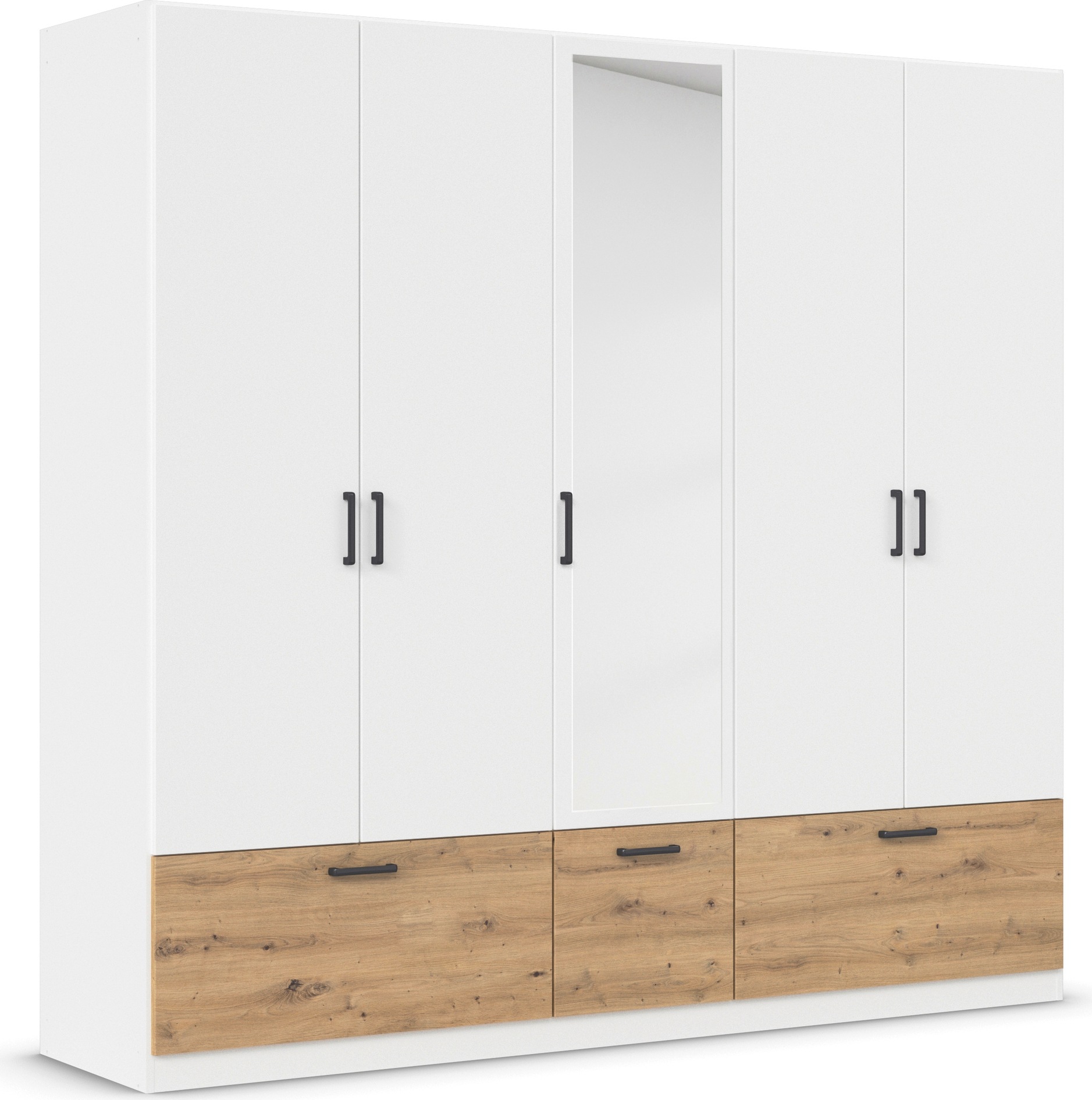 rauch Drehtürenschrank »Kleiderschrank Schrank Garderobe Wäscheschrank BARI mit Spiegel«, mit Schubkästen und modernem Griff in Graumetallic MADE IN GERMANY