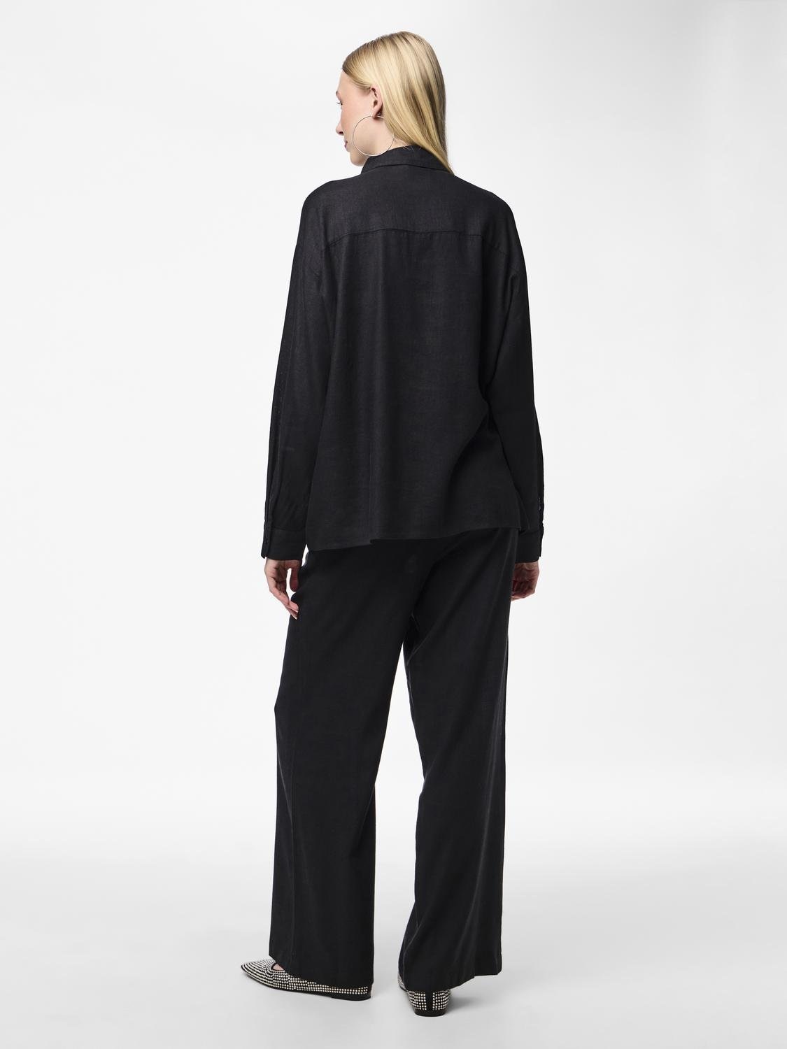 pieces Hemdbluse »PCPIA LS LOOSE SHIRT WVN NOOS«, mit Leinen