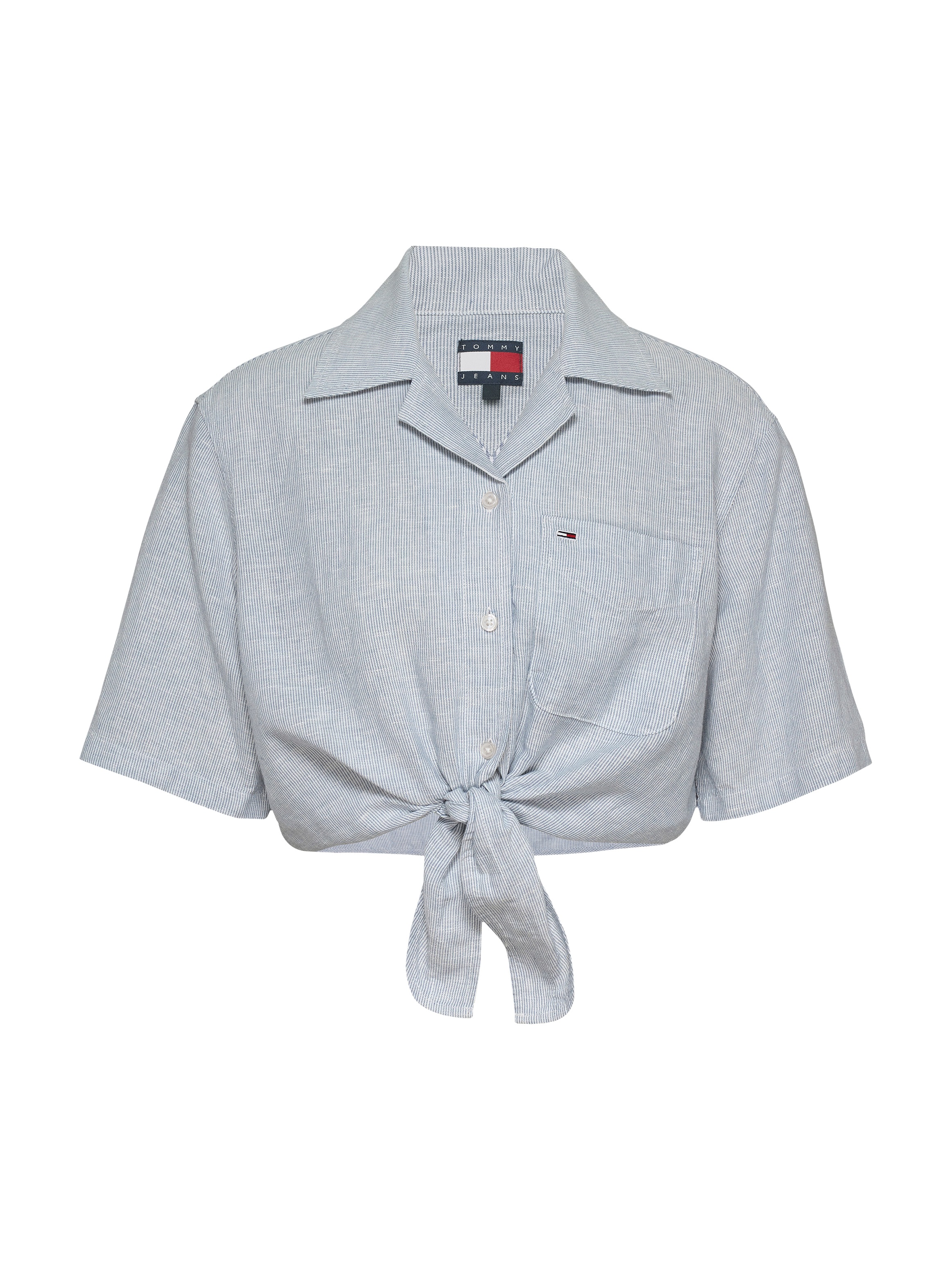 Tommy Jeans T-Shirt »TJW CRP LINEN SS SHIRT«, mit Brusttasche, Logostickerei