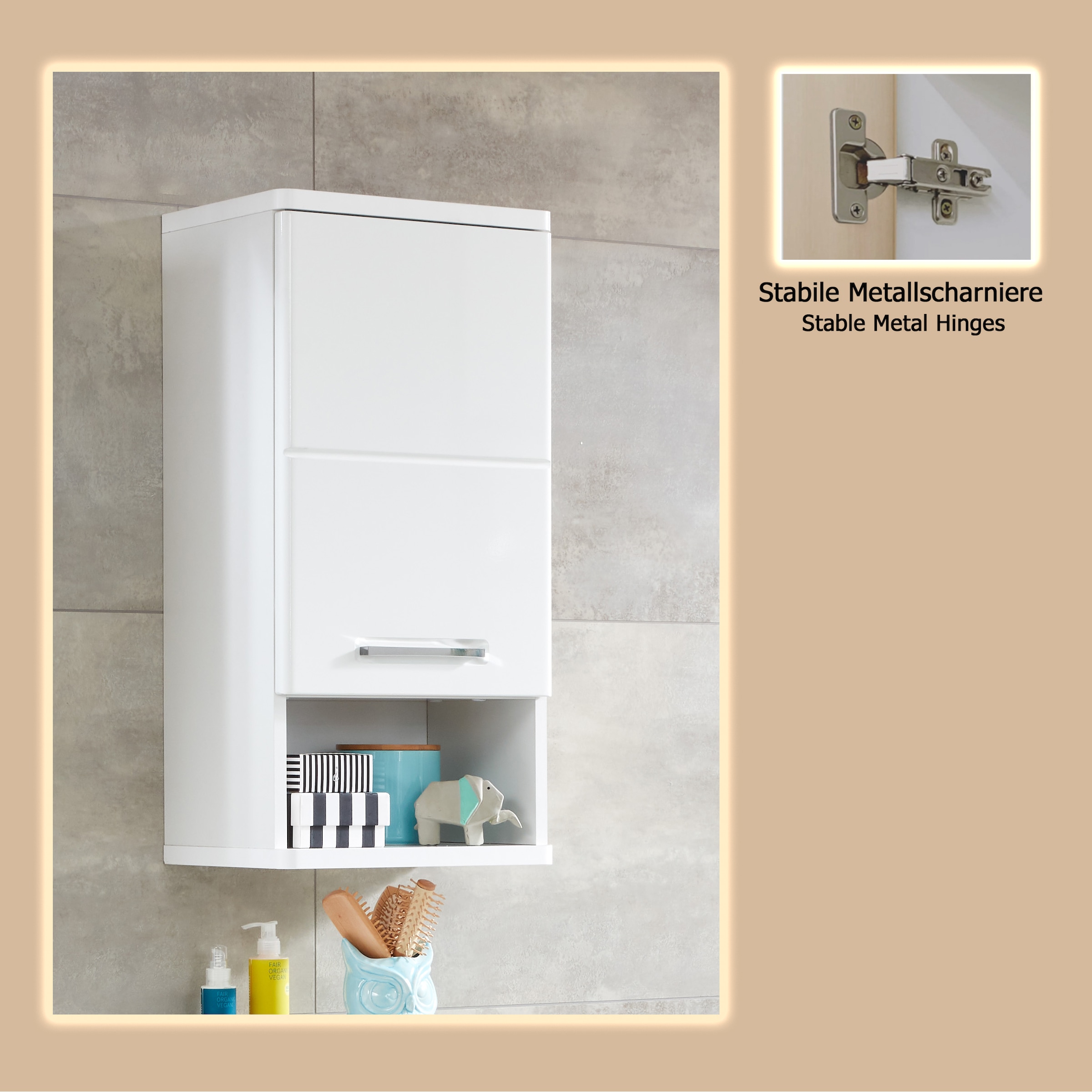 welltime Hängeschrank »Mora« Hängeschrank mit 1 Tür & 1 Fach - (B/T/H) 37/28/76 cm