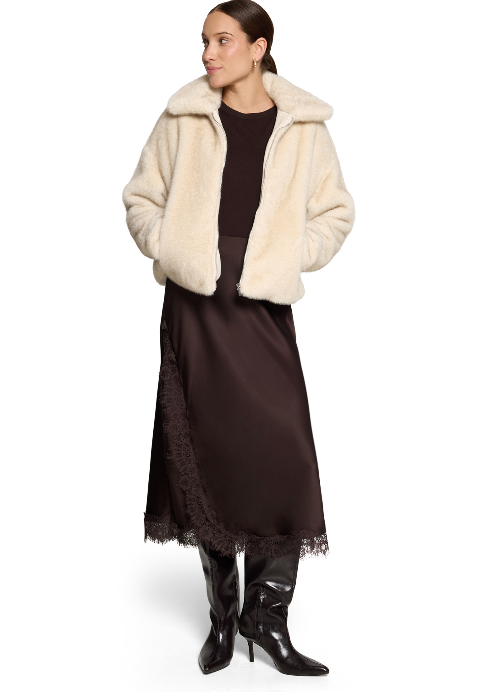 Zero Plüschjacke »Plüschjacke mit Reißverschluss«