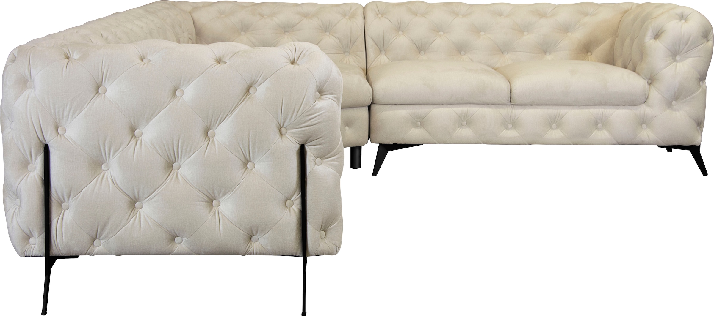 Home affaire Chesterfield-Sofa »Amaury L-Form« großes Ecksofa, Chesterfield-Optik, Breite 323 cm, Fußfarbe wählbar