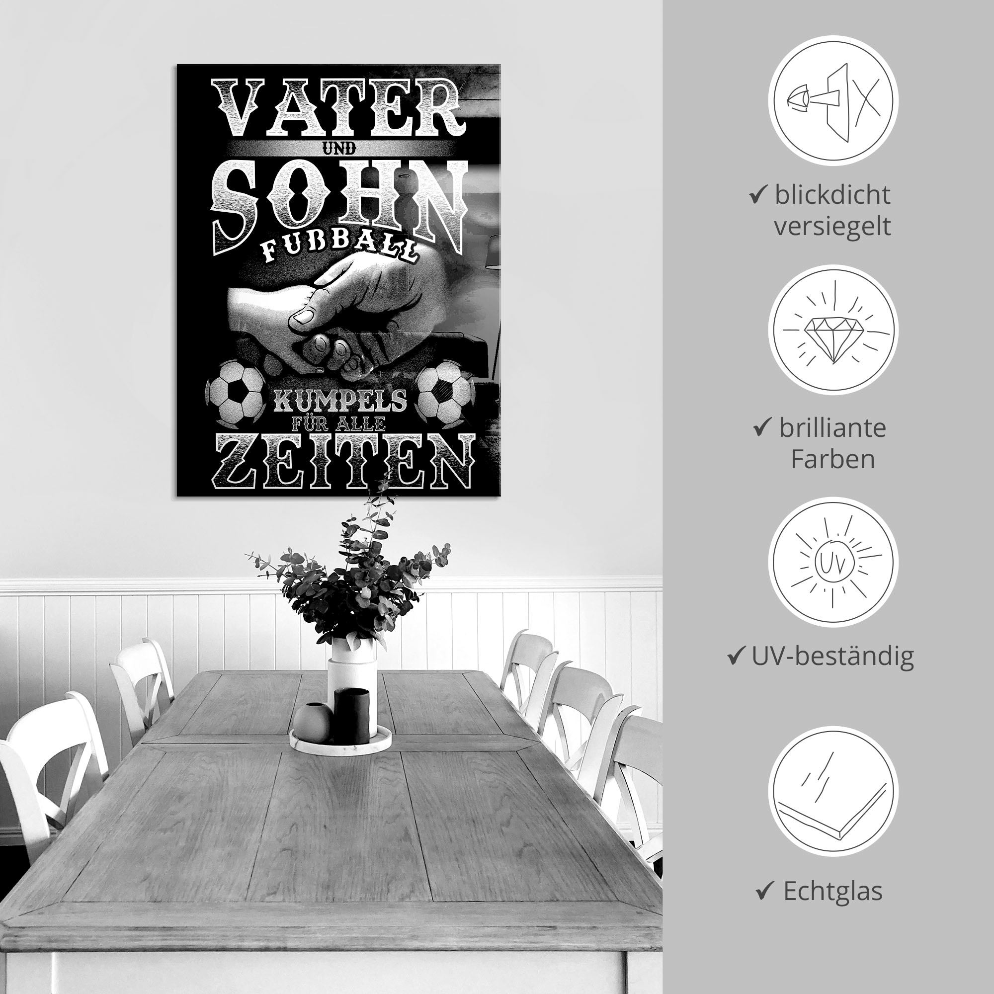 Artland Glasbild »Vater und Sohn Fußball Kumpels«, Sprüche & Texte, (1 St.), in verschiedenen Größen