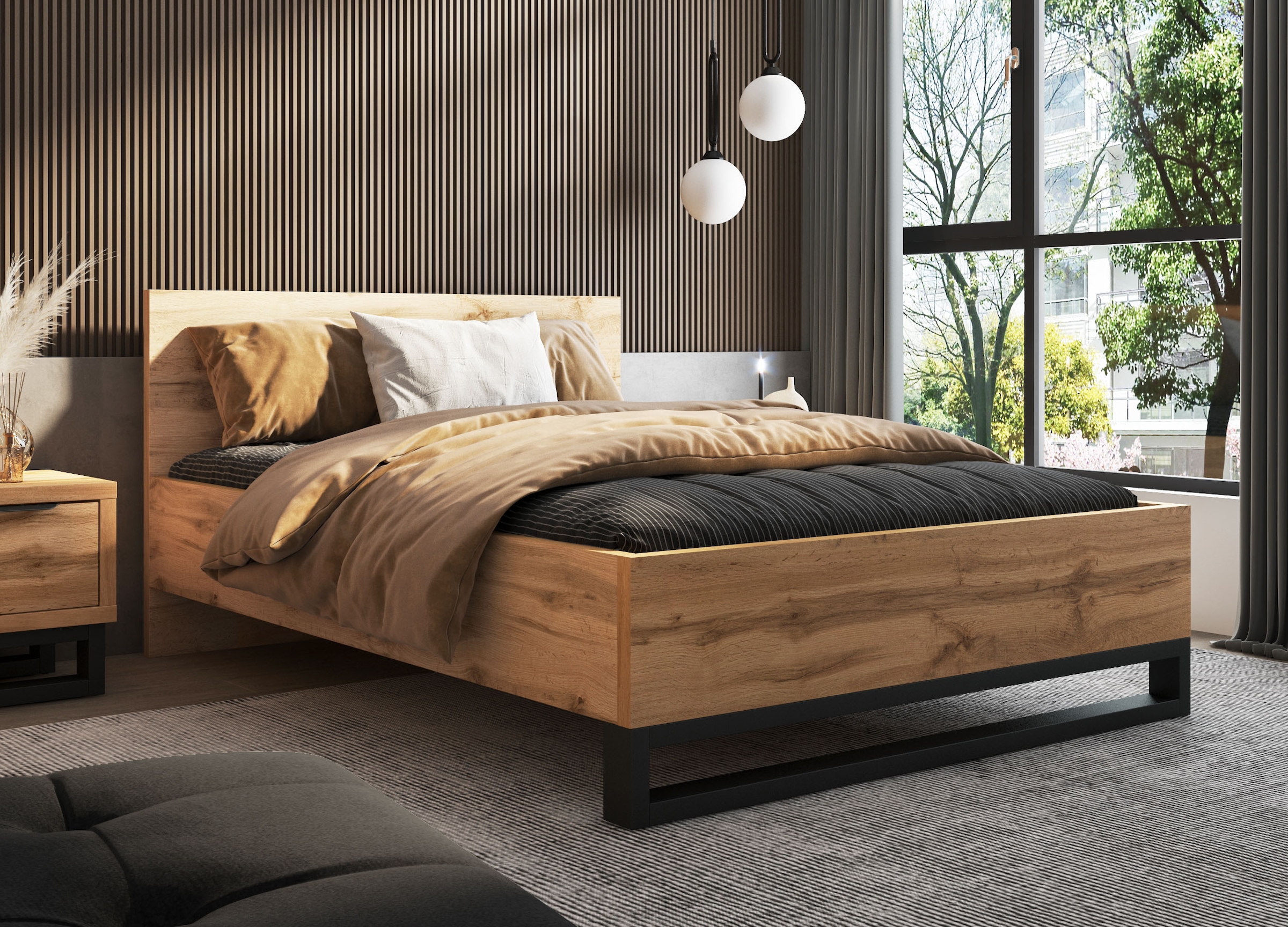 Home affaire Schlafzimmer-Set »Bronne,Komplettschlafzimmer (Set,4-St)«, Schlafzimmer-Set, Schrank 191cm breit, 2xNachtische, Bett180/200cm