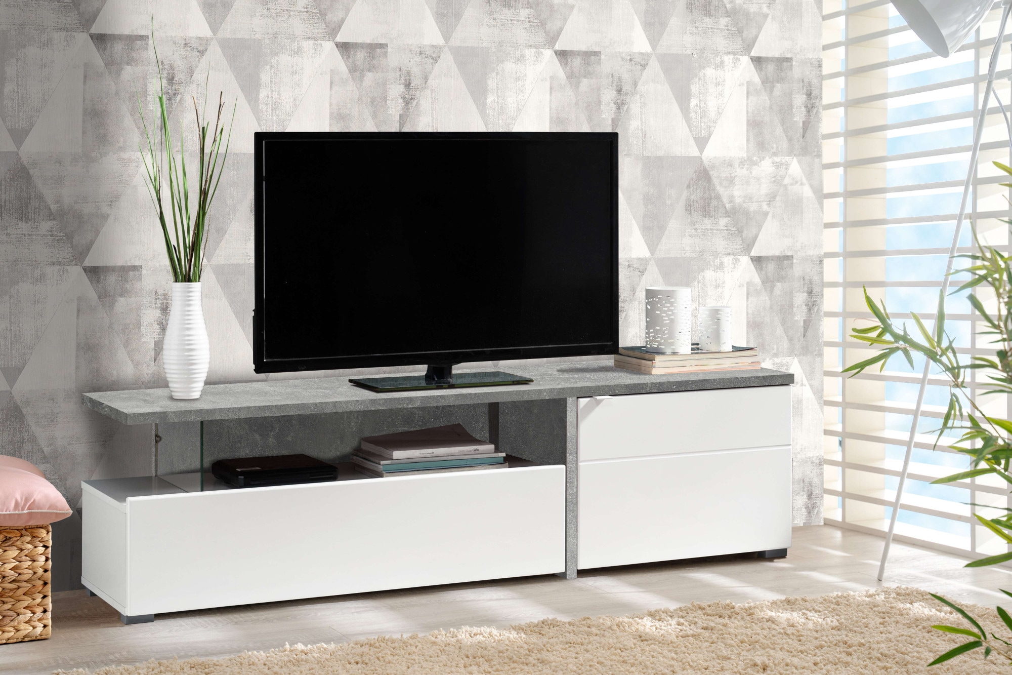 TV-Board »Fortuna Lowboard, TV-Schrank, TV-Ständer, Breite 160,5 cm«, Opaque Weiß mit...