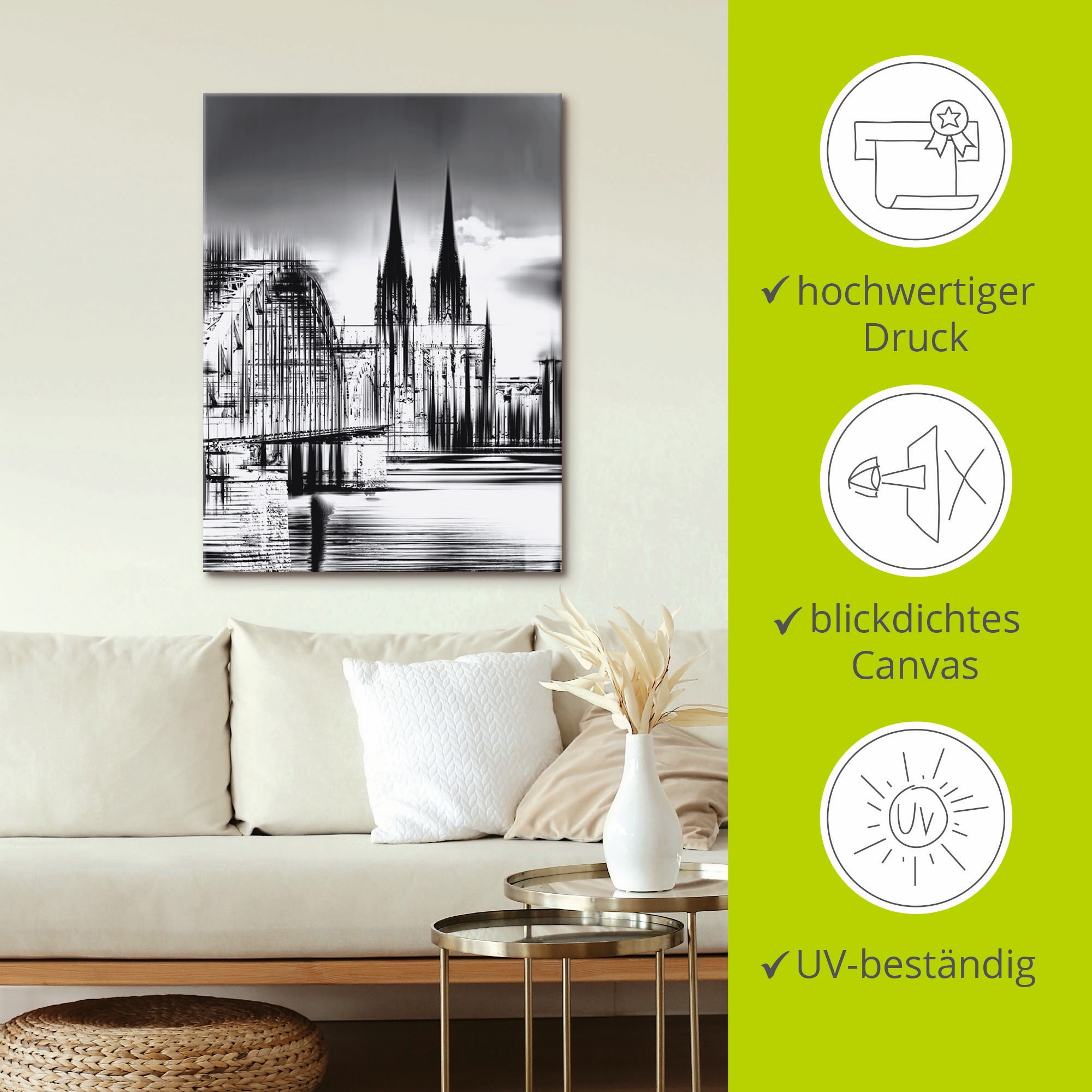 Artland Wandbild »Köln Skyline Collage III«, Deutschland, (1 St.), als Leinwandbild, Poster, Wandaufkleber in verschied. Größen