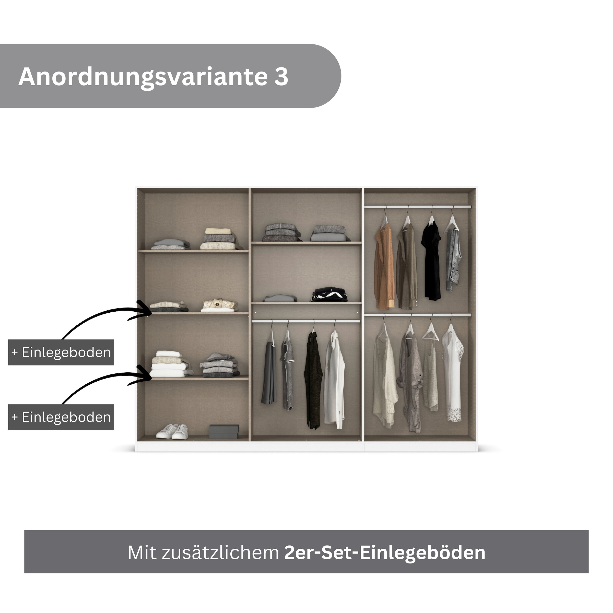 rauch Drehtürenschrank »Kleiderschrank Schrank Garderobe AGORDO TOPSELLER Schlafzimmer«, (in zwei Griff-Farben mit Dekor- oder Hochglanzfront), durchdachte Innenausstattung, in 6 Breiten und 2 Höhen MADE IN GERMANY