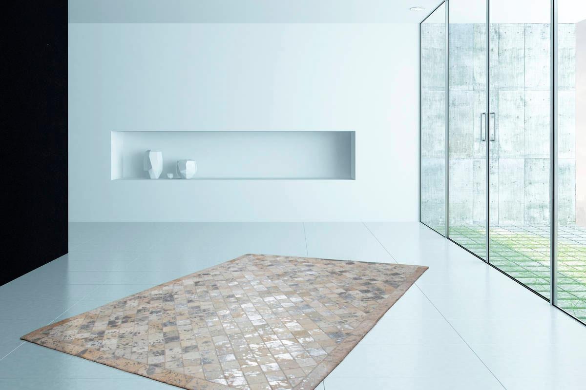 Kayoom Lederteppich »Lavish 210  -  Fellteppich« rechteckig 8 mm Höhe 100% Rindsleder, Patchwork-Dessin, Wohnzimmer