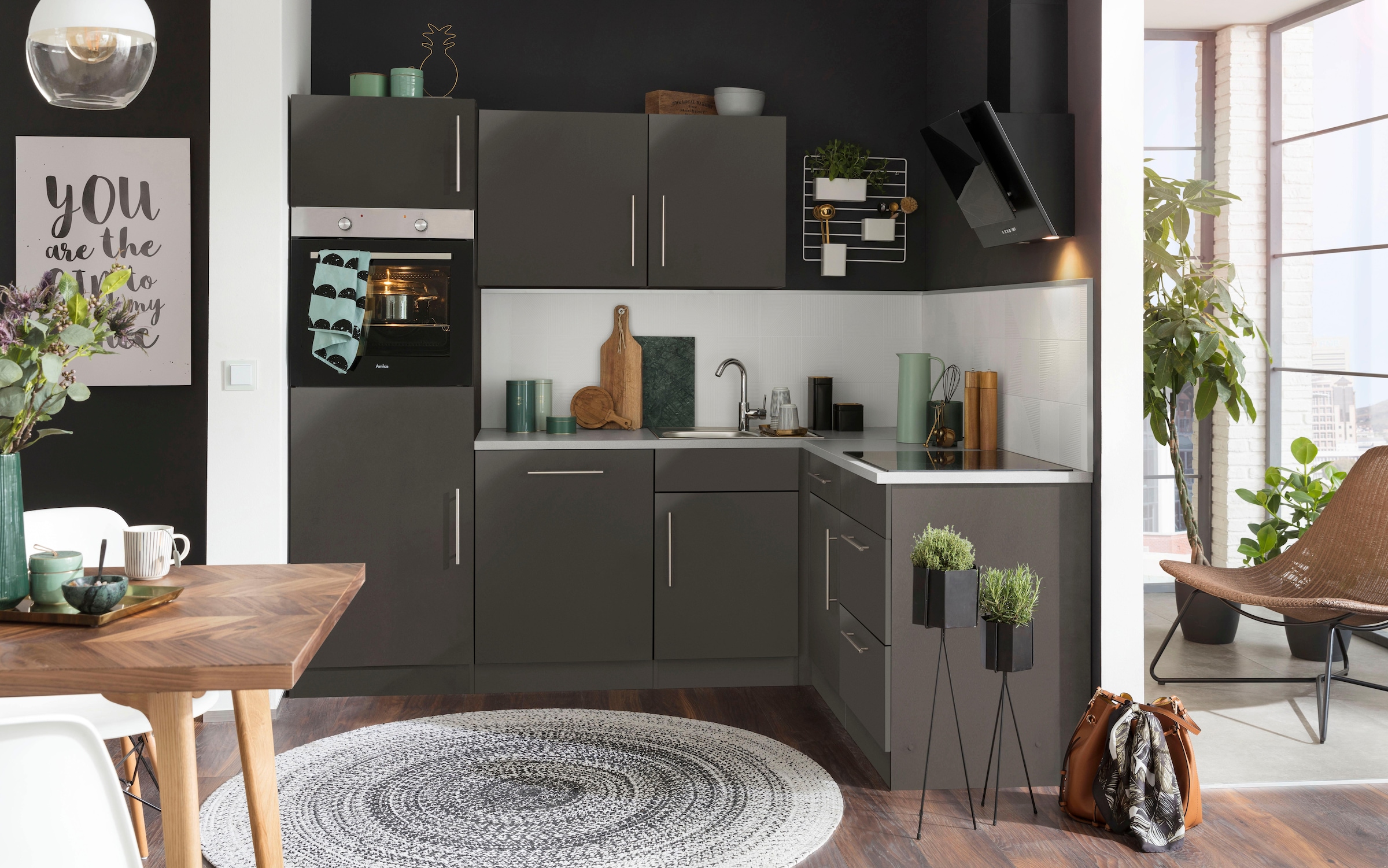 wiho Küchen Winkelküche »Cali«, mit E-Geräten, Stellbreite 230 x 170 cm auf  Rechnung kaufen