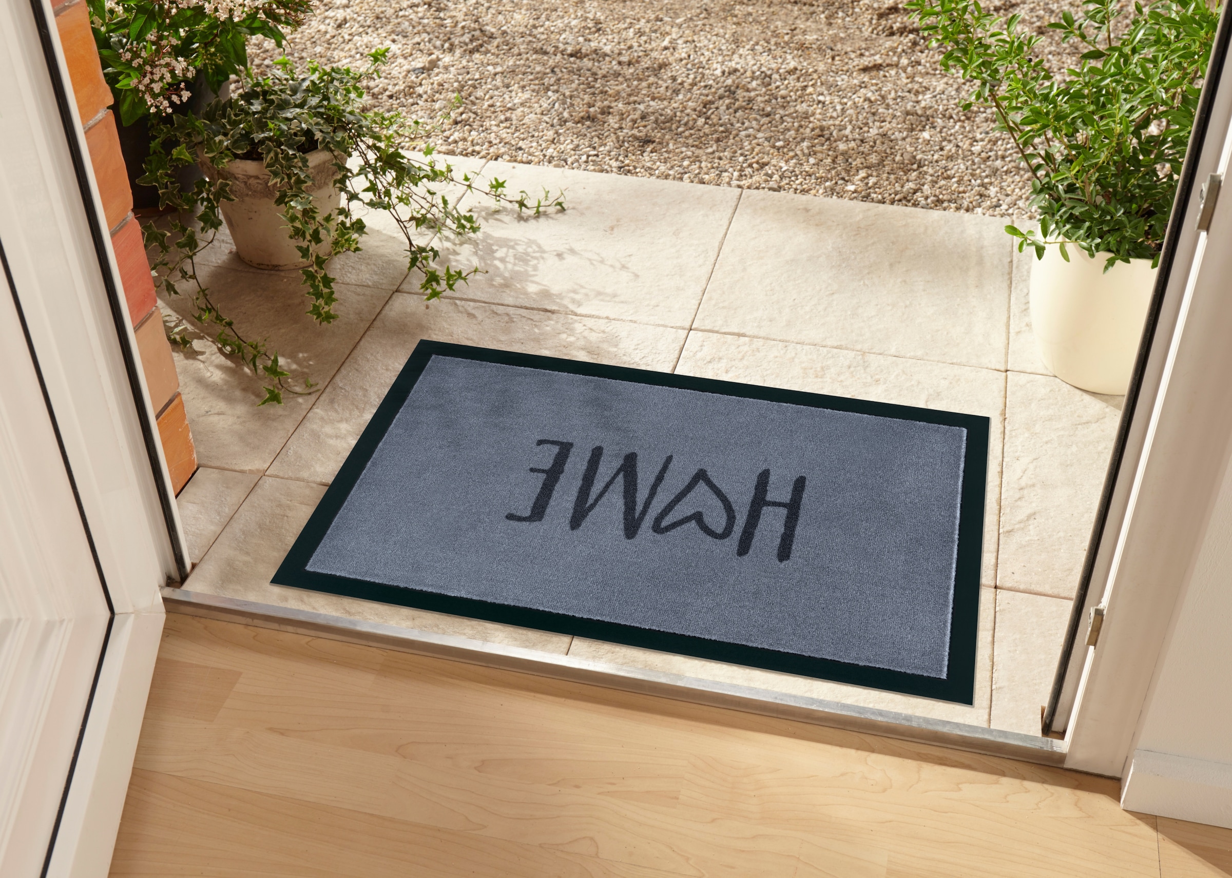 my home Fußmatte »Magne«, rechteckig, 5 mm Höhe, Schmutzfangmatte, Türmatte, In- und Outdoor, Schrift, Läufer, waschbar