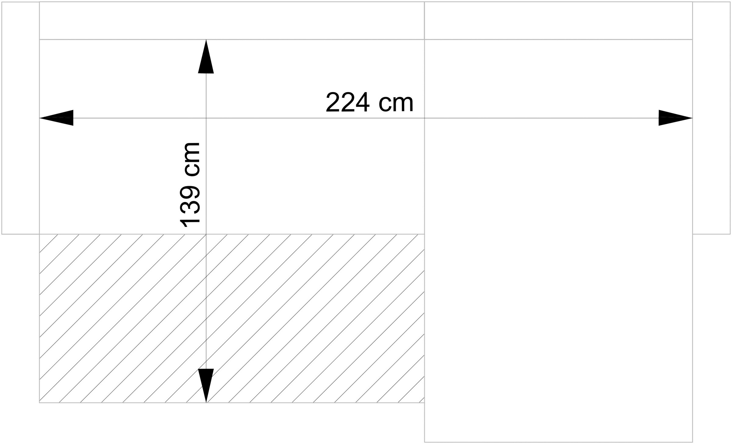 andas Ecksofa »LIVORNO,258 cm, L-Form,«, Schlaffunktion u. Bettkasten (139/224cm), Samt, Struktur, Webstoff