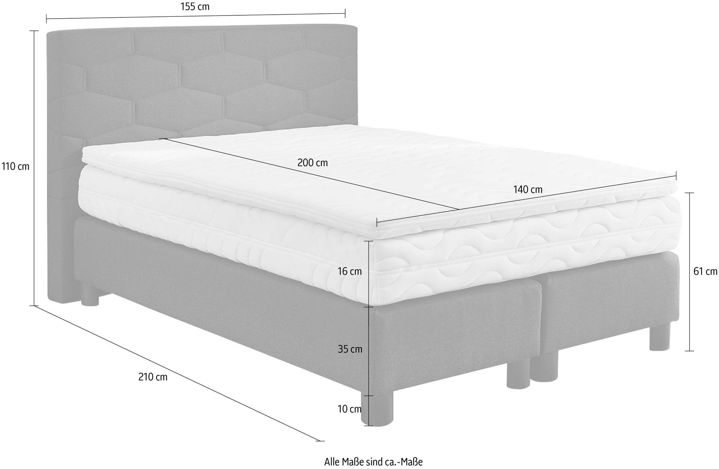 Westfalia Schlafkomfort Boxspringbett, wahlweise mit Topper