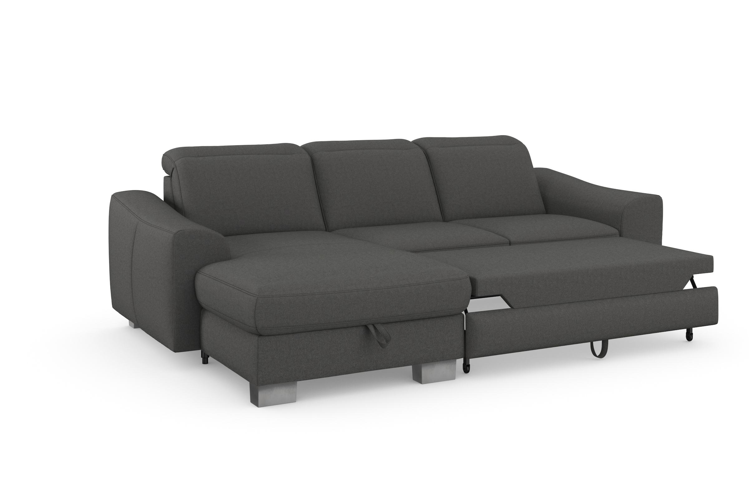 sit&more Ecksofa »Dundee L-Form«, mit Federkern und Edelstahlfüßen, wahlweise mit Kopfteilverstellung