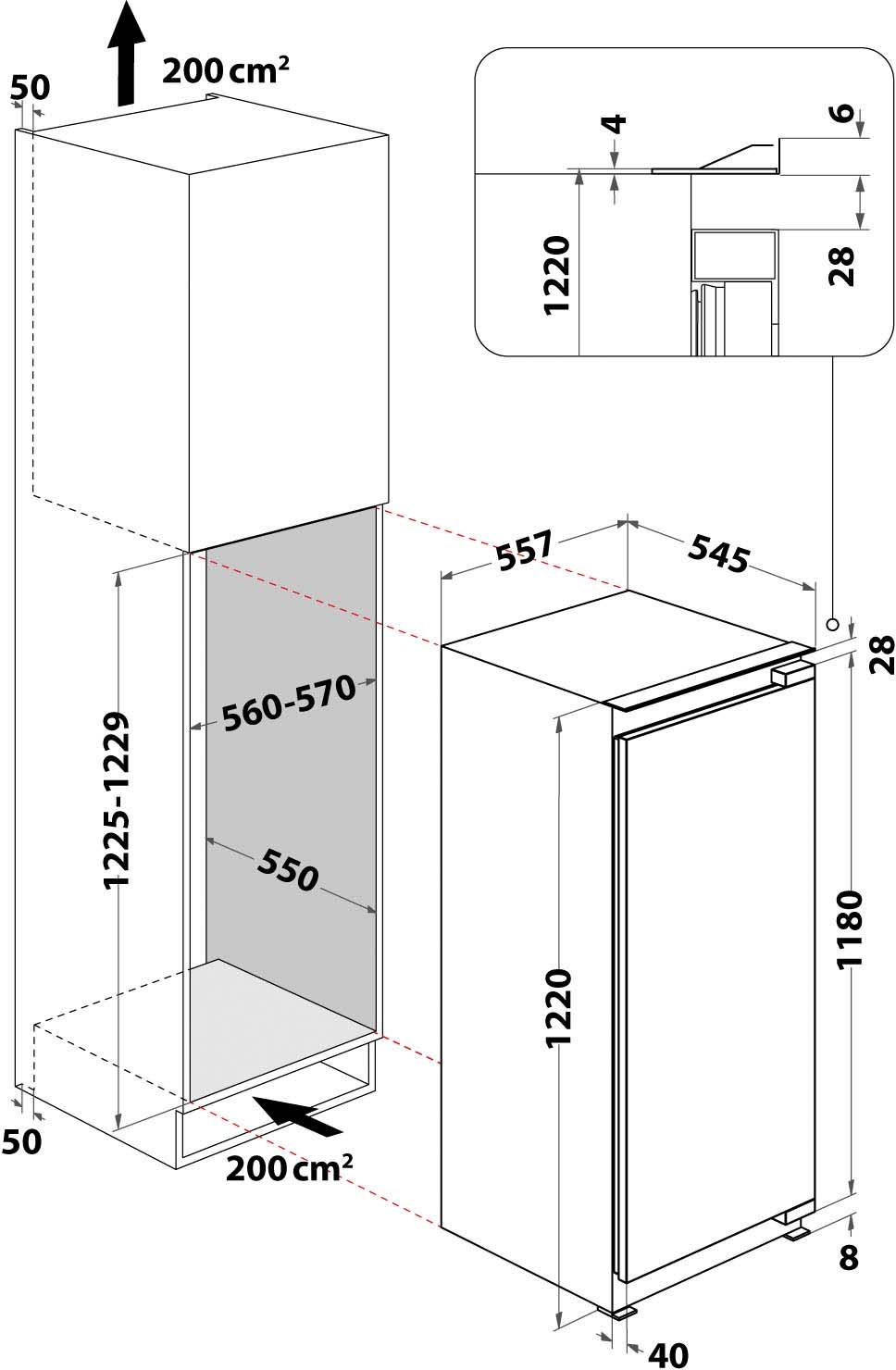 BAUKNECHT Einbaukühlschrank »KSI 12GF3«