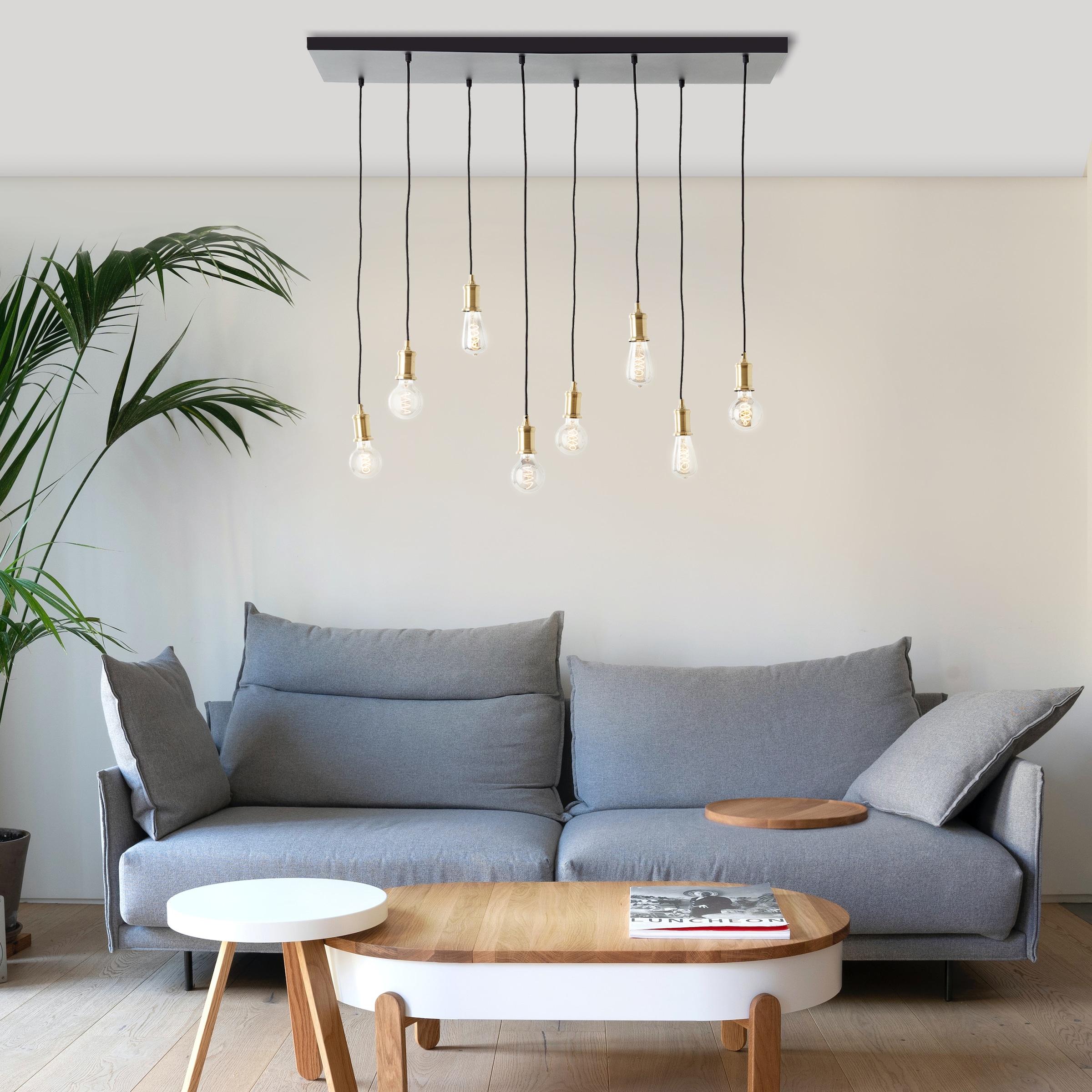 Brilliant Pendelleuchte »Darcia« E27 1 Stk. 133 x 35 x 110 cm, 8 x E27, kürzbar, Metall, messingfarben/schwarz