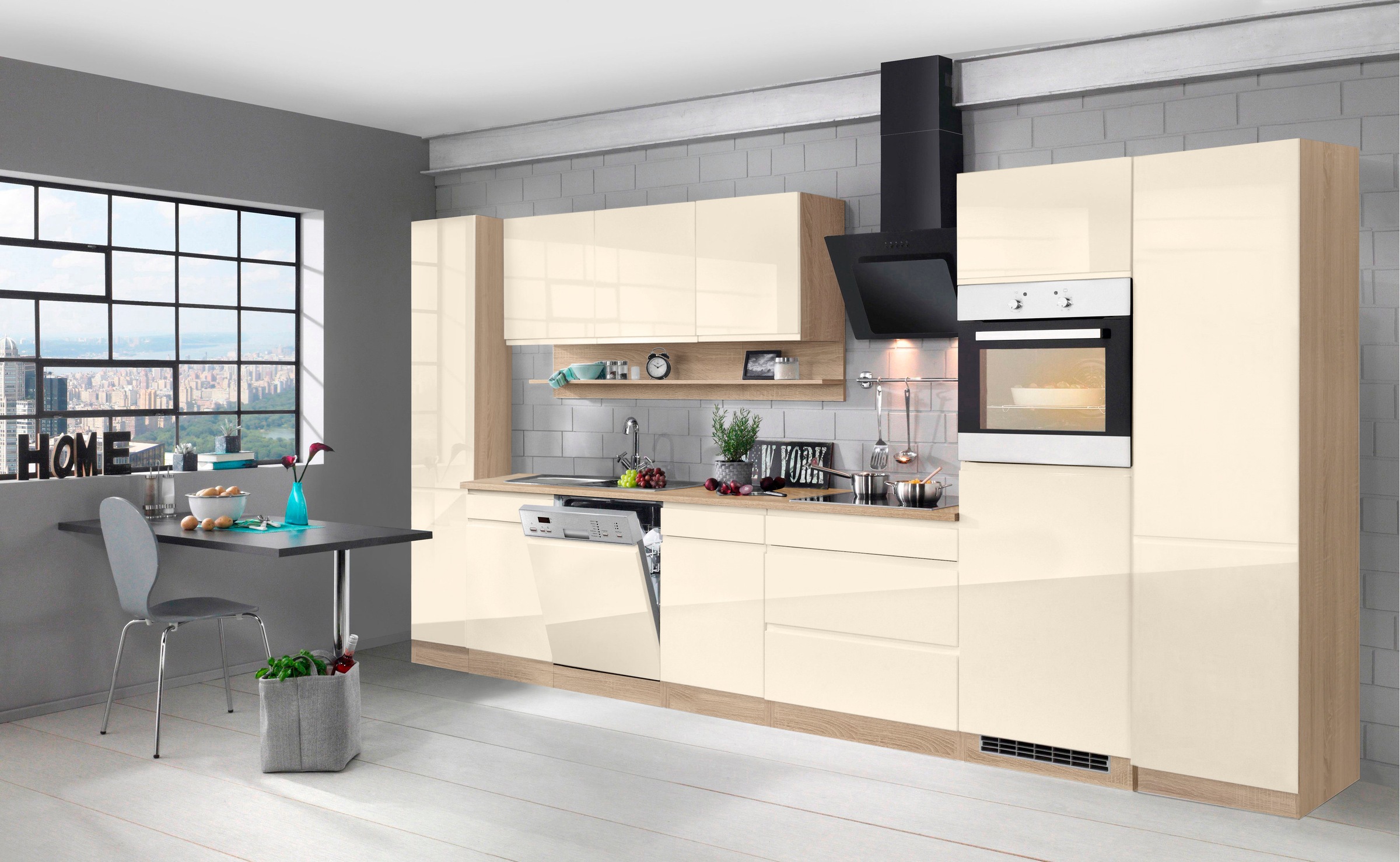 KOCHSTATION Küchenzeile »KS-Virginia« Breite 390 cm, ohne E-Geräte