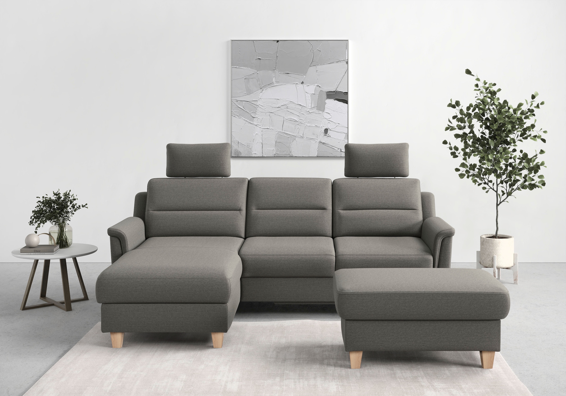 sit&more Ecksofa »Farö L-Form« inklusive Federkern, wahlweise mit Bettfunktion und Bettkasten