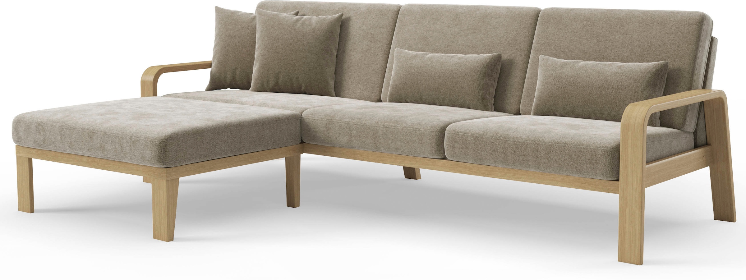 sit&more Ecksofa »Kolding L-Form«, Armlehnen aus Buchenholz in natur, verschiedene Bezüge und Farben