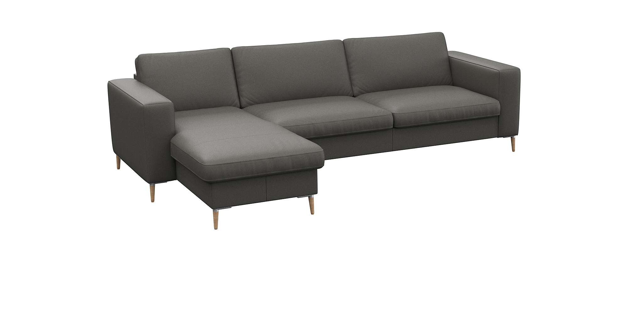 FLEXLUX Ecksofa »Fiore, super Sitzkomfort durch Kaltschaum im Sitz, L-Form«, schmale Armlehnen, Füße Alu+ Eiche