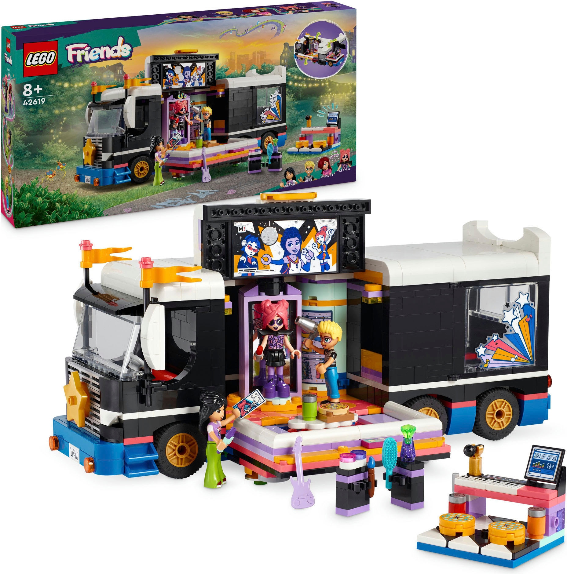 Konstruktionsspielsteine »Popstar-Tourbus (42619), LEGO Friends«, (845 St.), Made in...