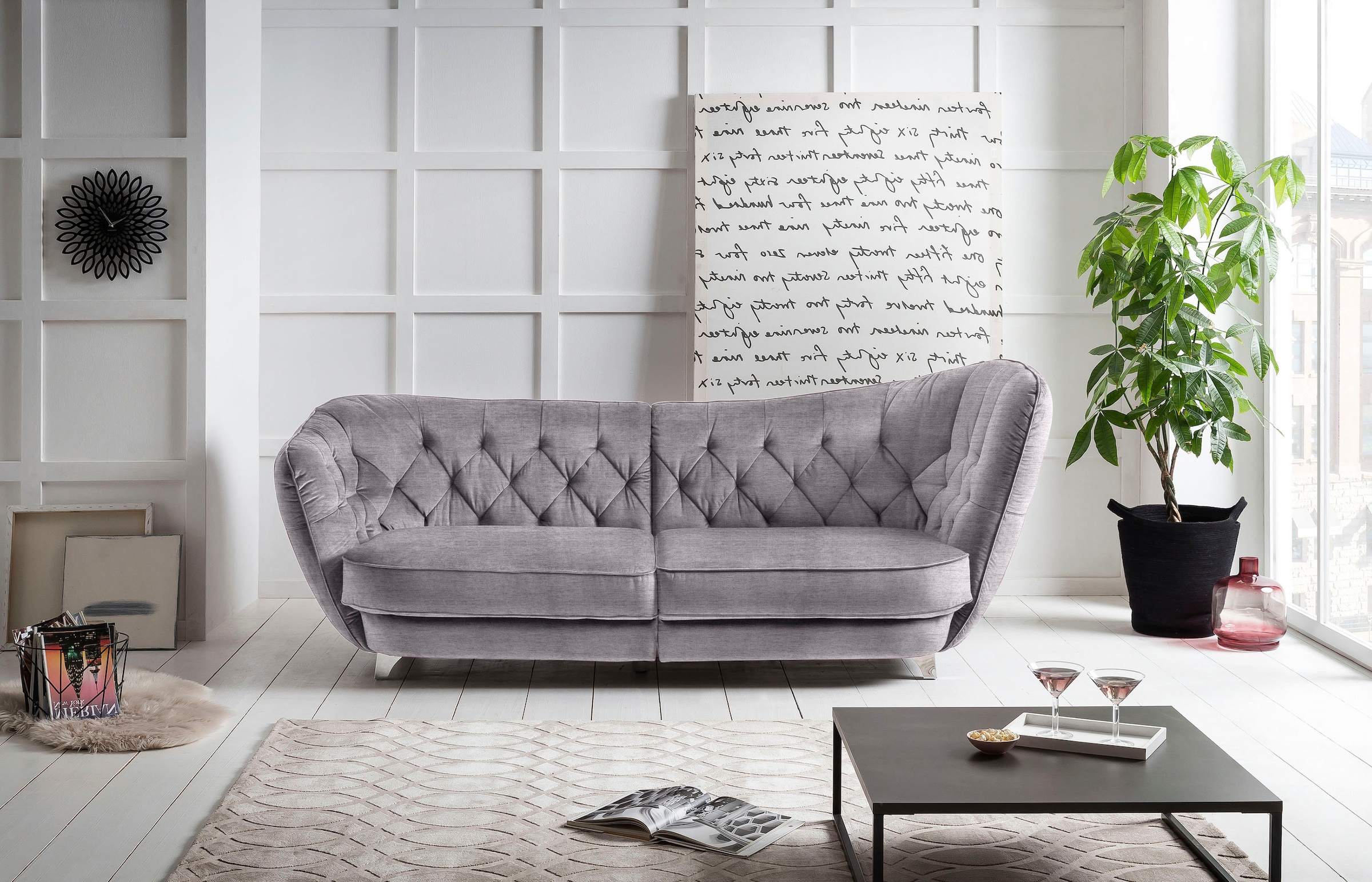 Leonique Big-Sofa »Retro«, stylischer Hochlehner