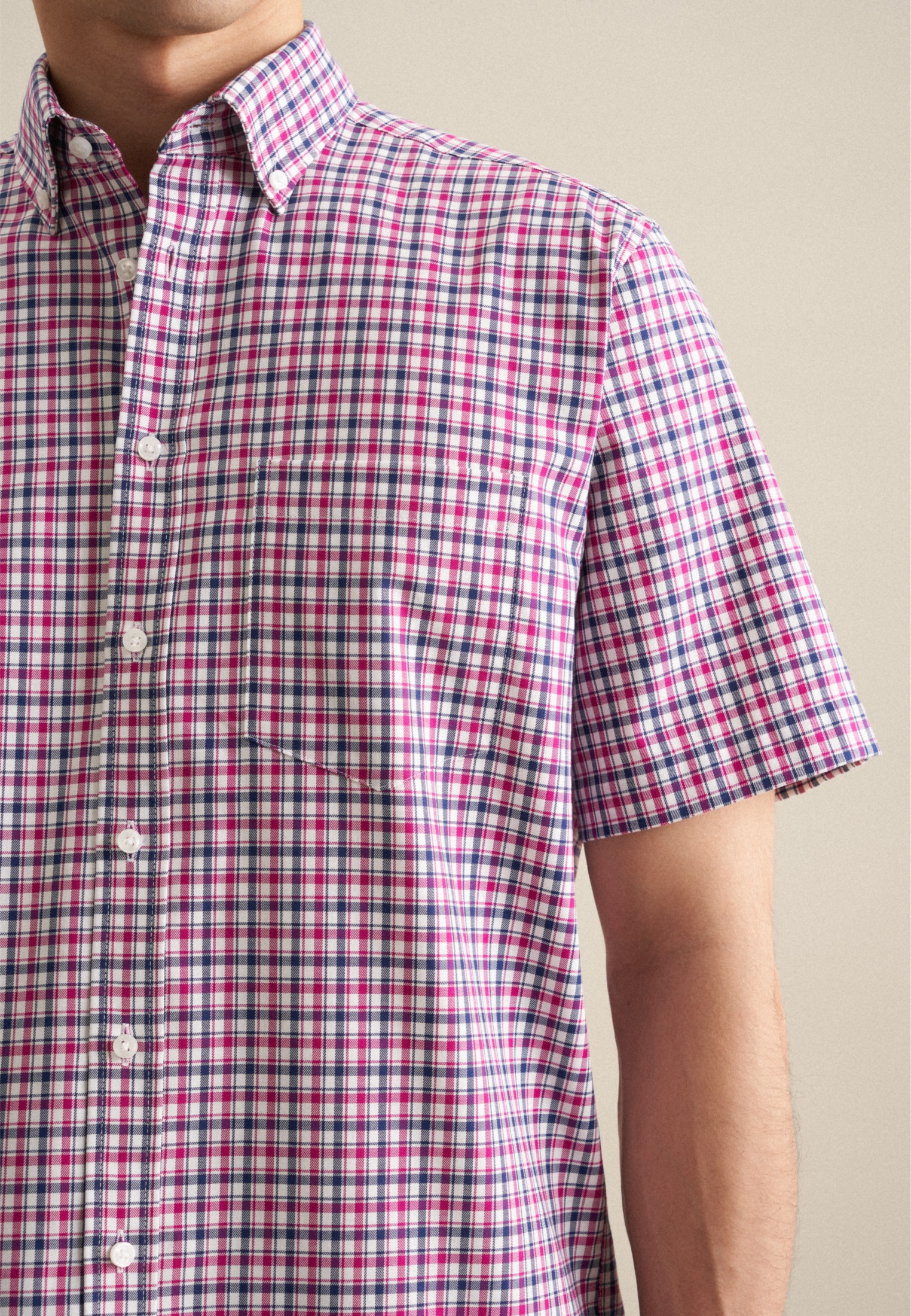 seidensticker Businesshemd »Regular«, Regular Kurzarm Button-Down-Kragen Karo