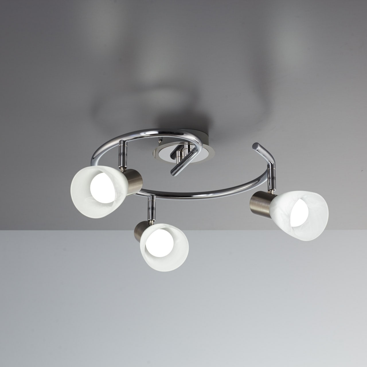 Jahren Garantie Chrom, LED LED E14 online 3 Glas-Lampenschirm, Spots, mit | schwenkbare XXL »Lunas«, flammig-flammig, kaufen B.K.Licht Deckenleuchte, Deckenspot 3