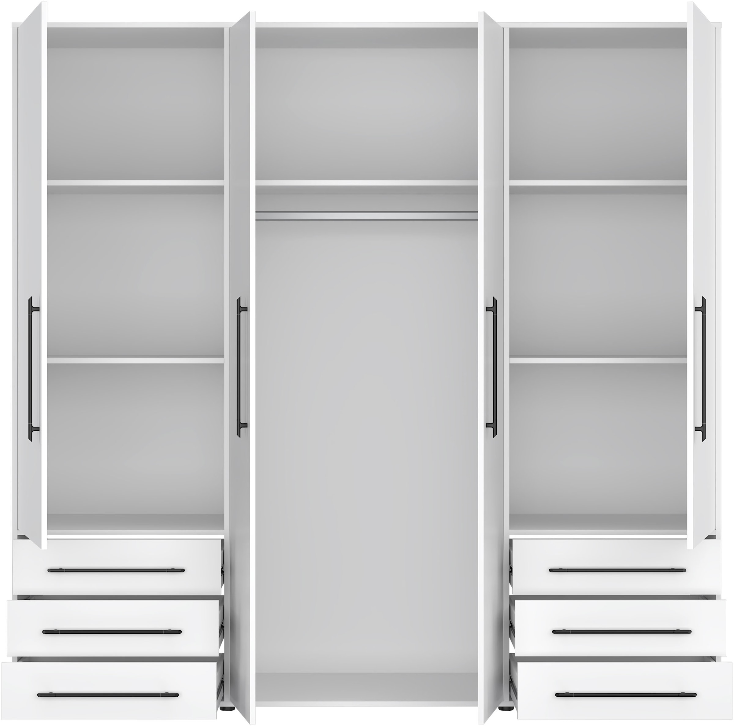 FORTE Drehtürenschrank »Mokkaro, Kleiderschrank,zeitloses Design, 4 türig« viel Stauraum, Schubladen, Stangengriffe, Made in Europe