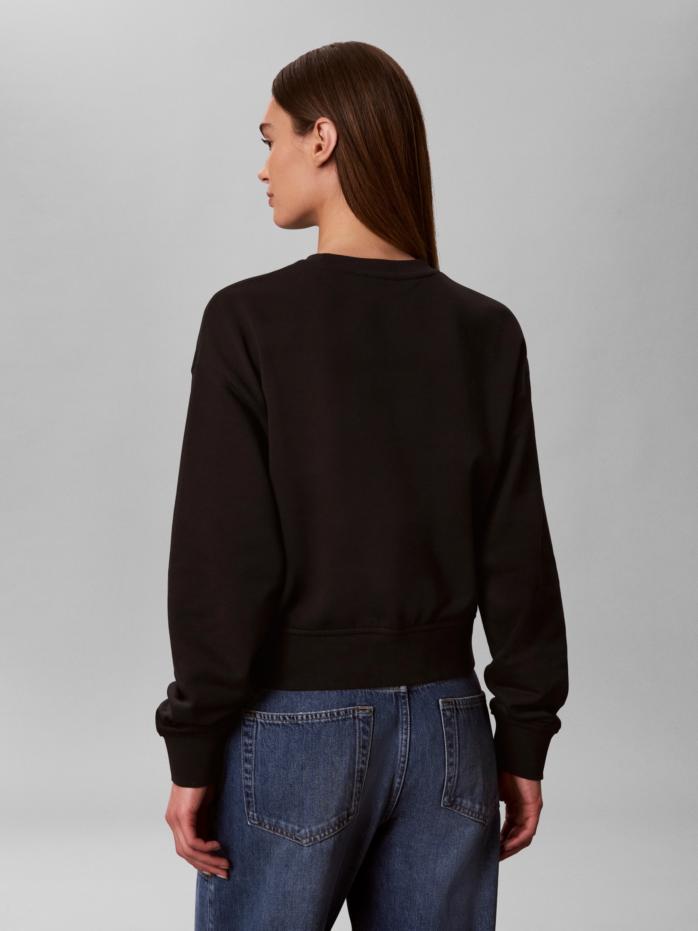 Calvin Klein Jeans Sweatshirt , Rundhalsausschnitt, cropped, Logoschriftzug
